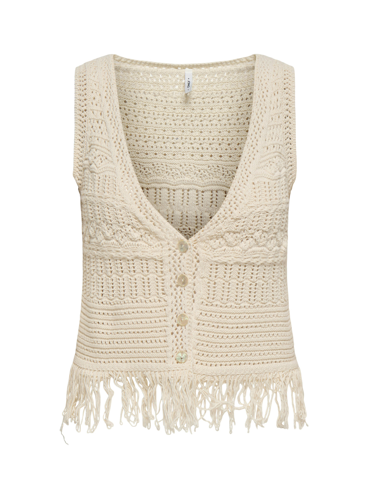 Alix Fringe Waistcoat Cream