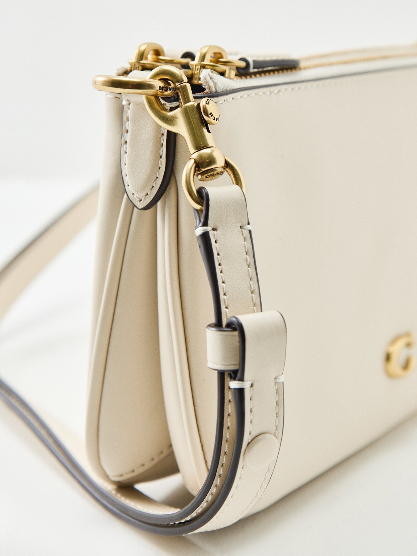 Audrey Leather Crossbody Bag Cream