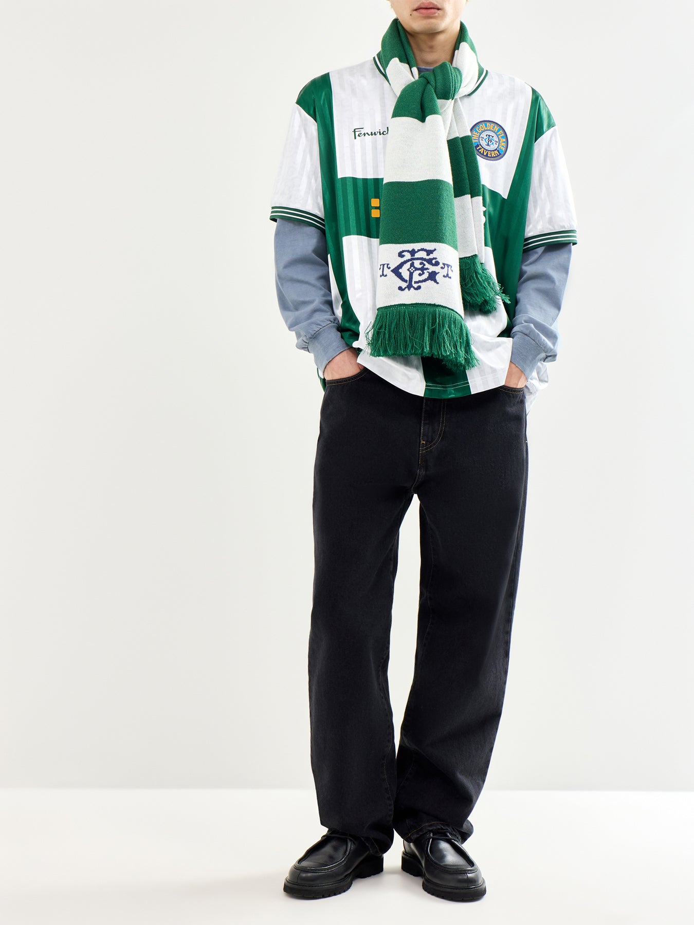 The Golden Flake Tavern Woven Scarf Green