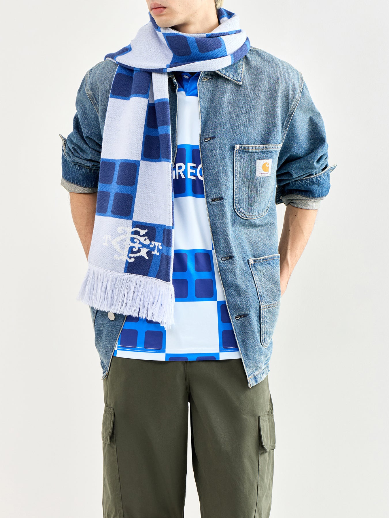 The Golden Flake Tavern Woven Scarf Blue