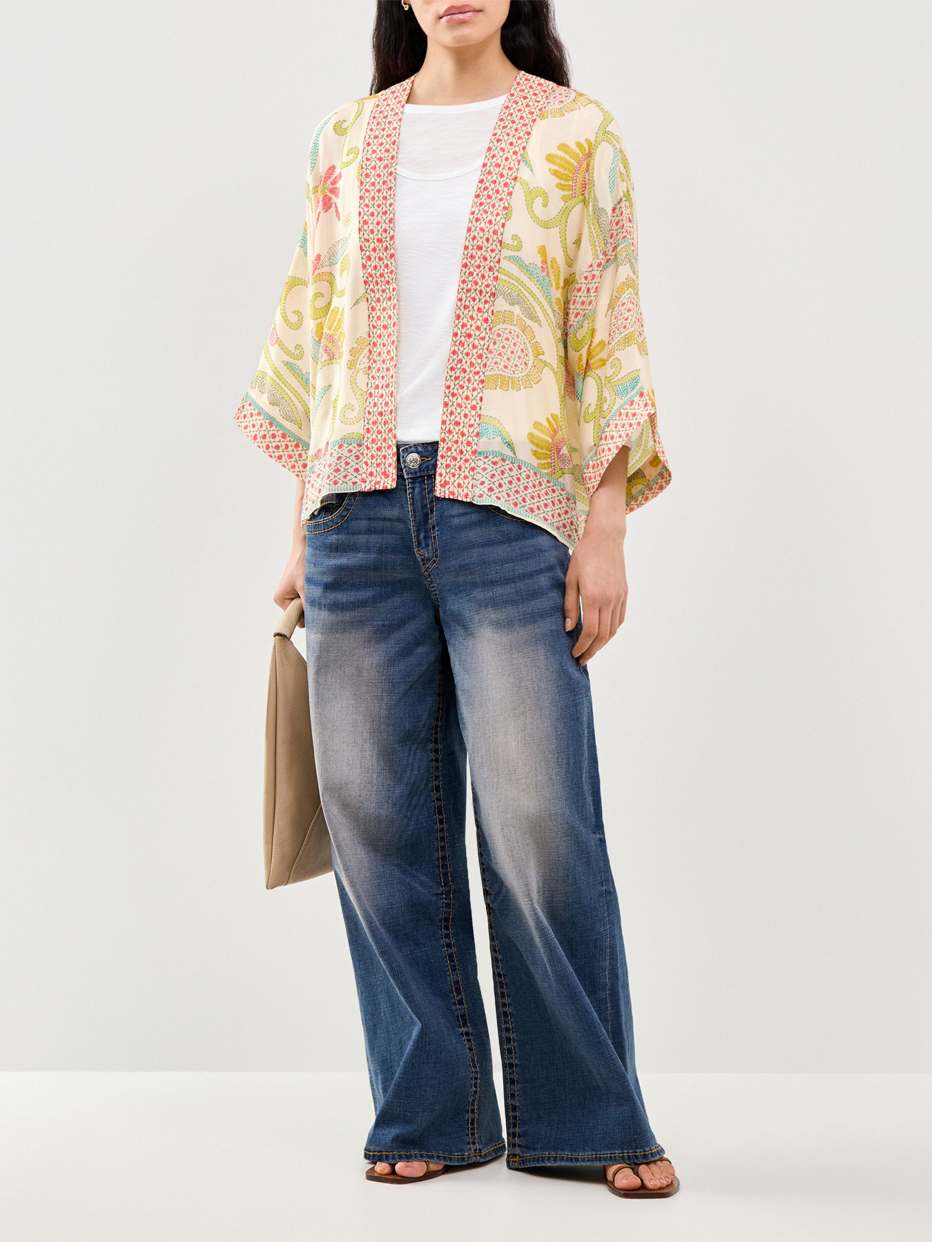 Giant Kantha Print Short Kimono