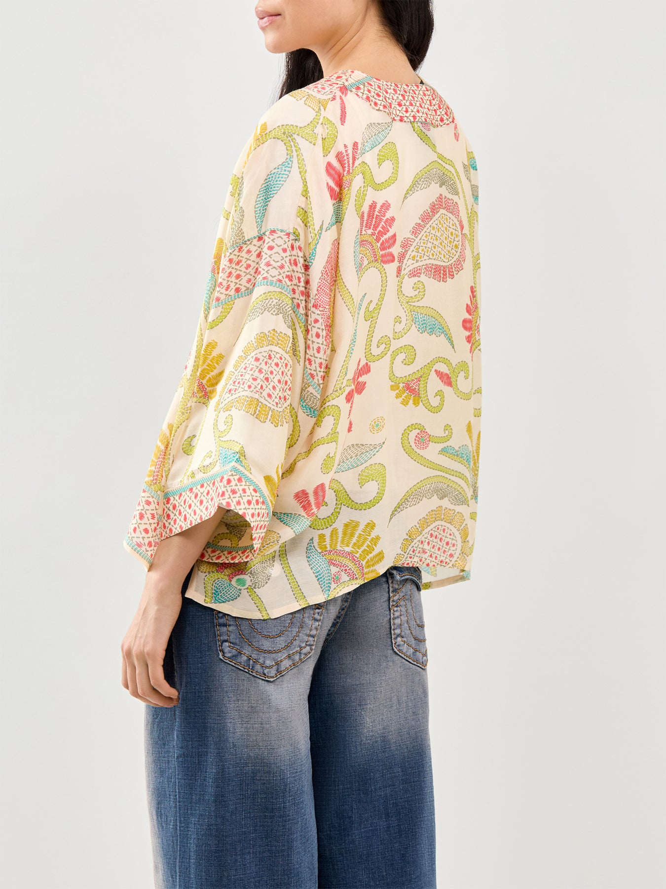 Giant Kantha Print Short Kimono