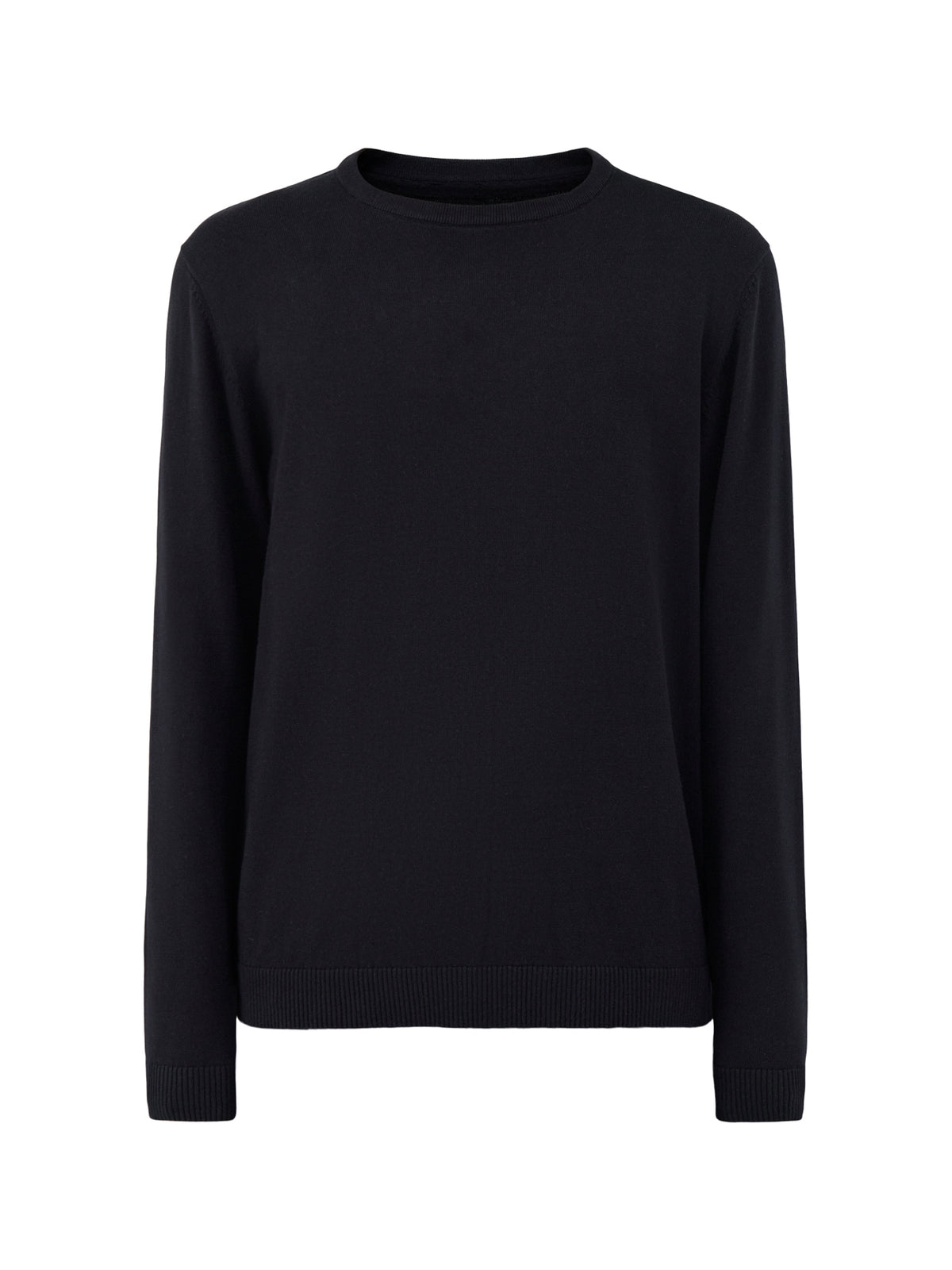 Organic Cotton Knitted Crew Neck Jumper - Black