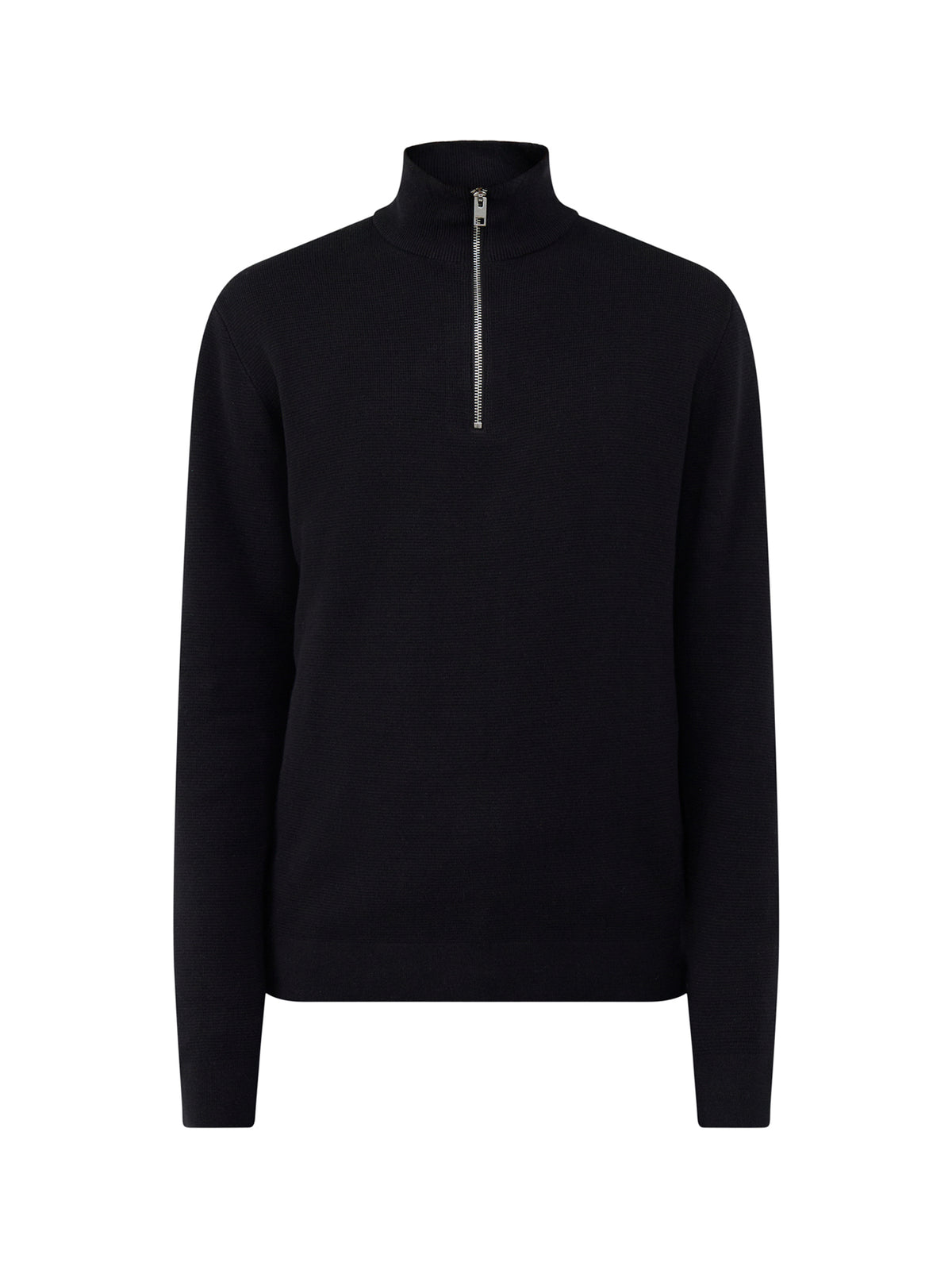 Organic Cotton Milano Stitch Half-Zip Jumper - Black