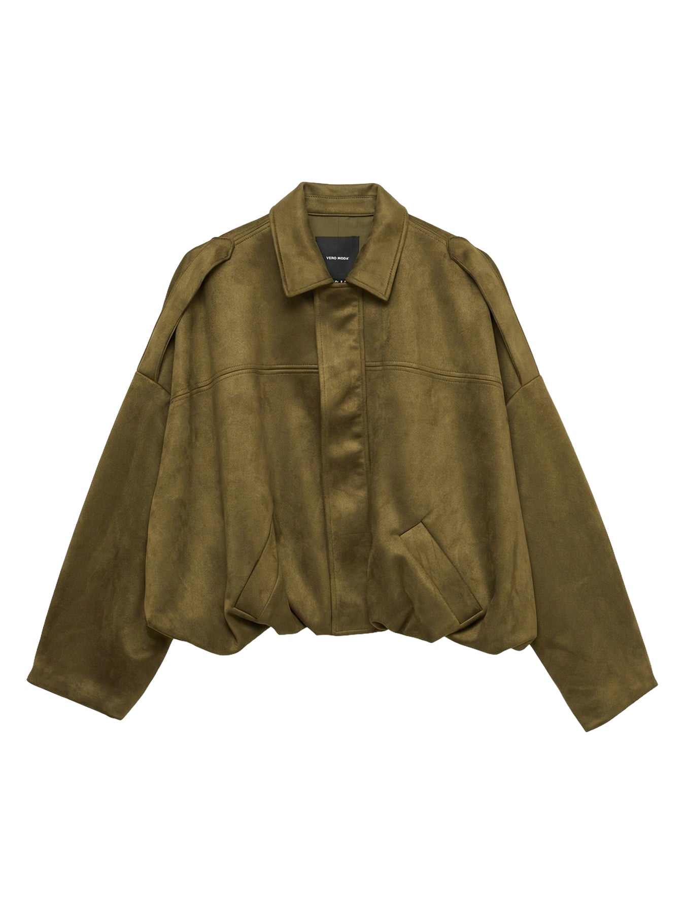 Faux Suede Bomber Jacket Olive