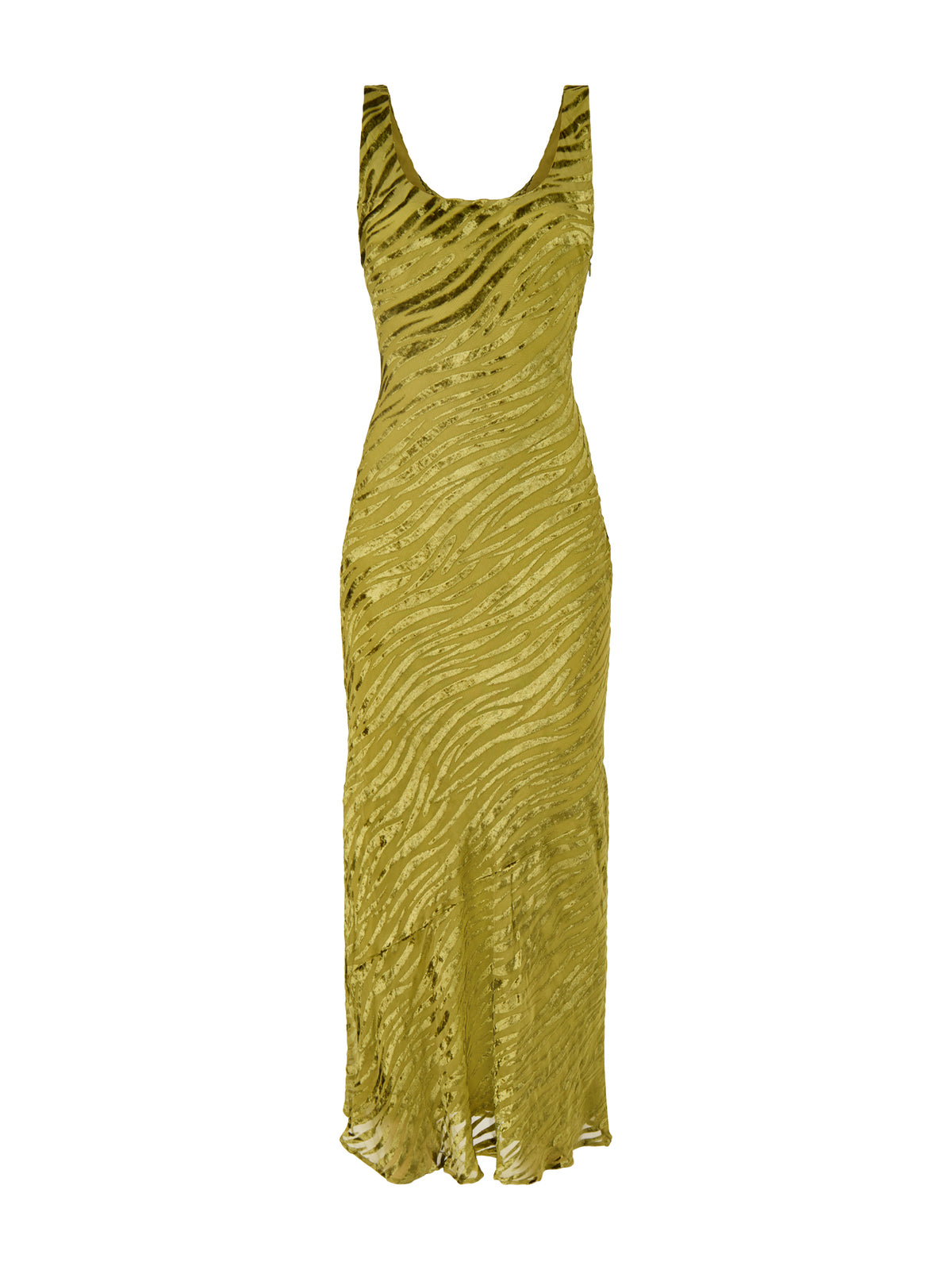 Kendall Scoop Devoré Maxi Dress Green