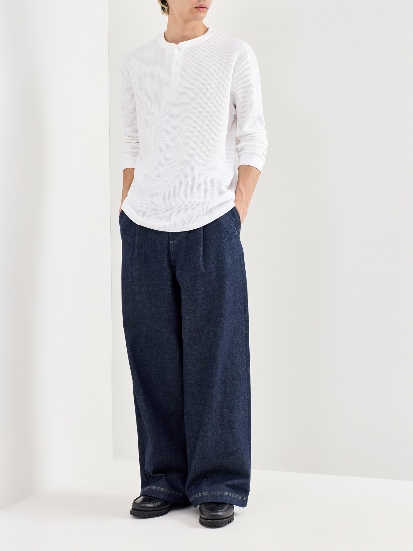 Stobie Long Sleeve Henley T-Shirt White