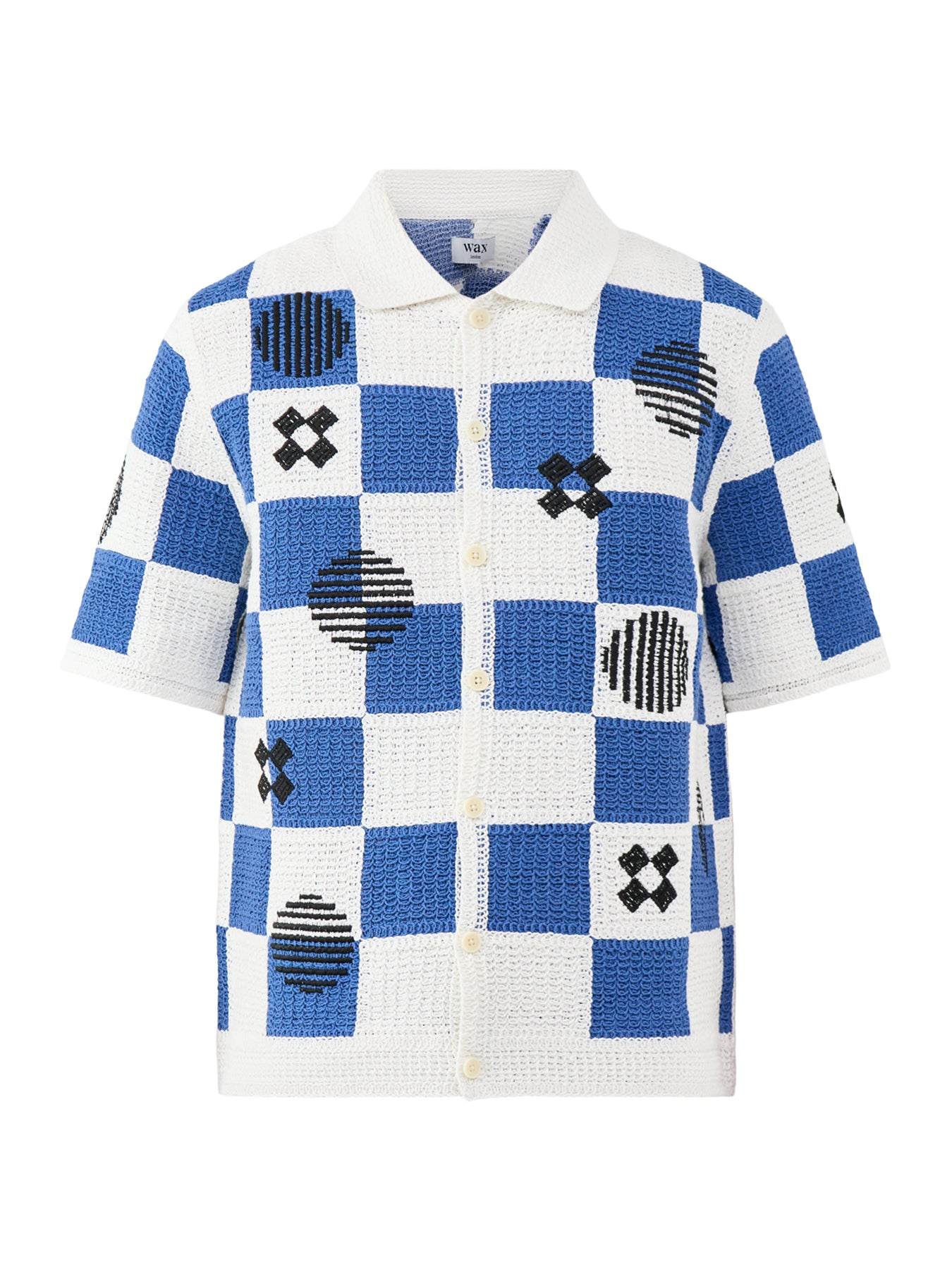 Porto Crochet Shirt Ecru Blue