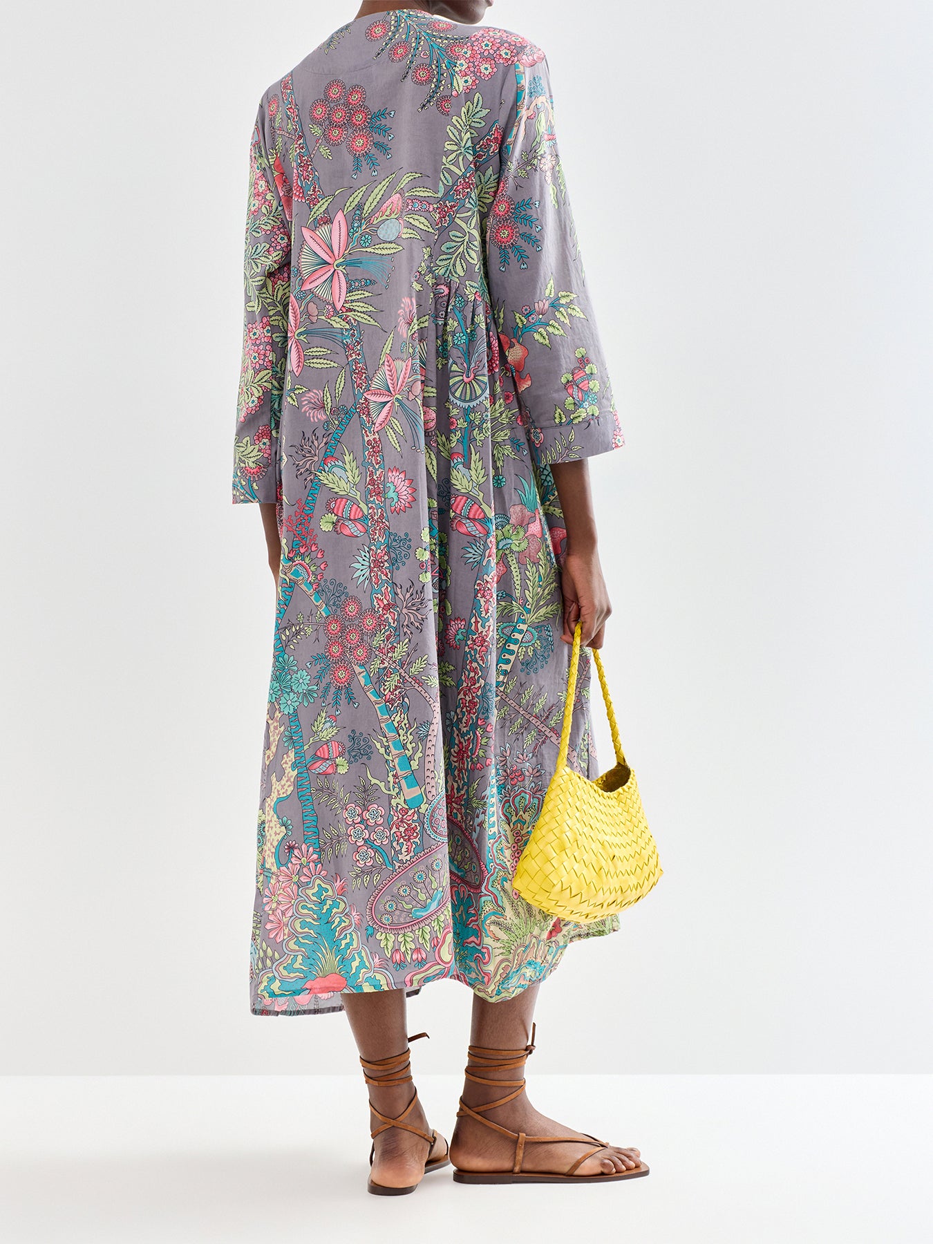 Pinch Pleat Dress Boho Gardens Grey