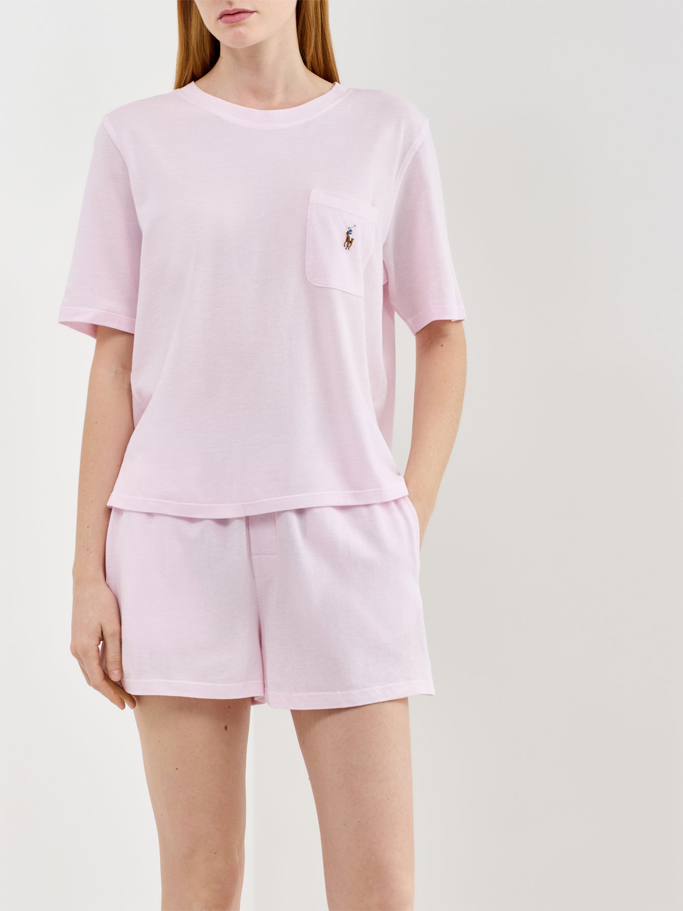 Knit Oxford Short Sleeve Set Pink