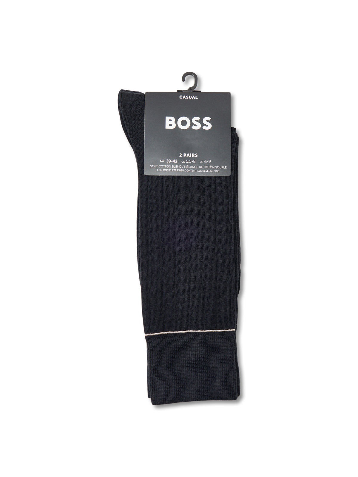 Light Rib Crew Socks Two Pack Black