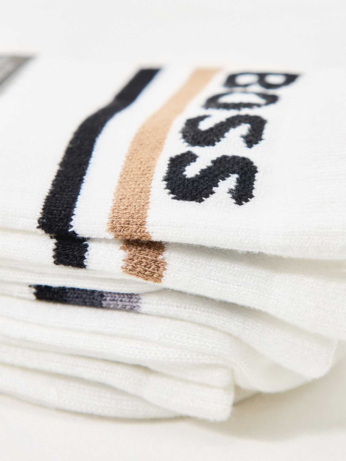 Piquet Stripe Sport Socks Three Pack White