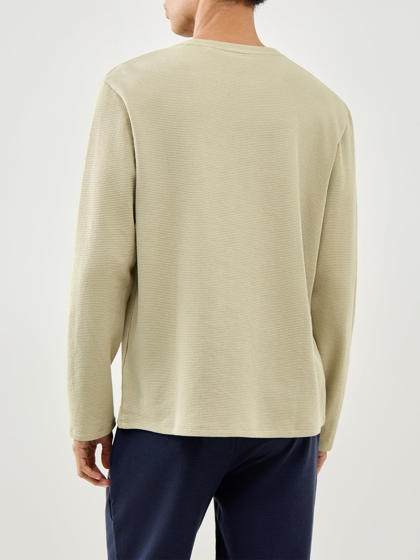 Waffle Long Sleeve Lounge Top Green
