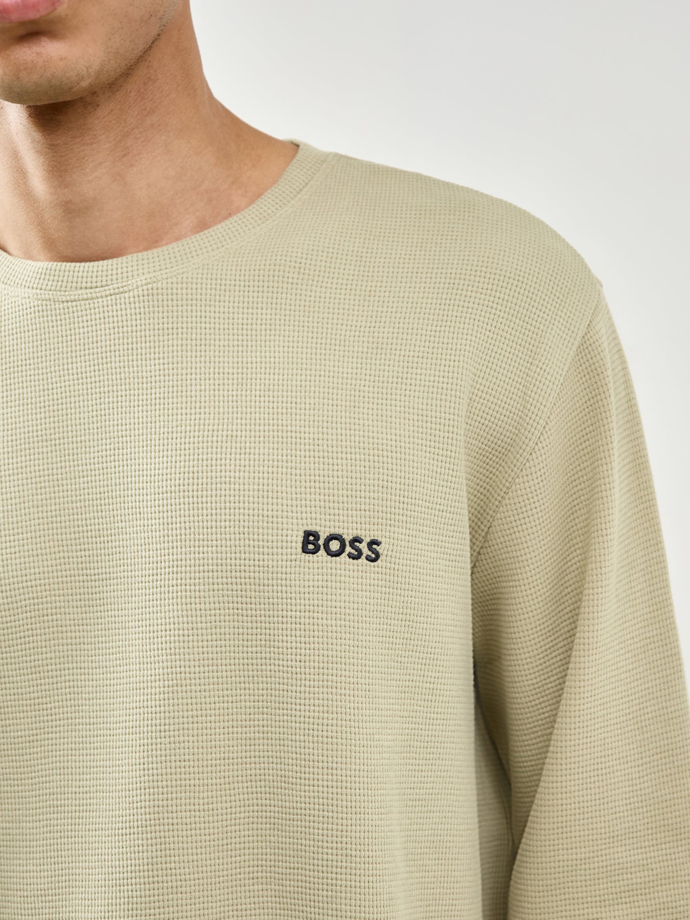 Waffle Long Sleeve Lounge Top Green