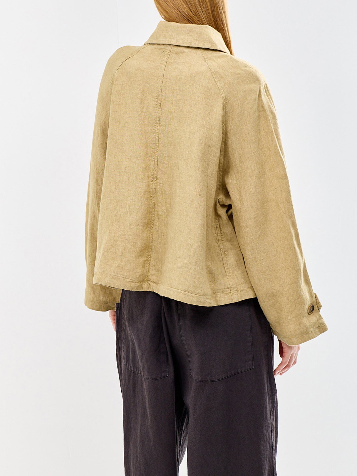 Short Linen Trench Coat Beige