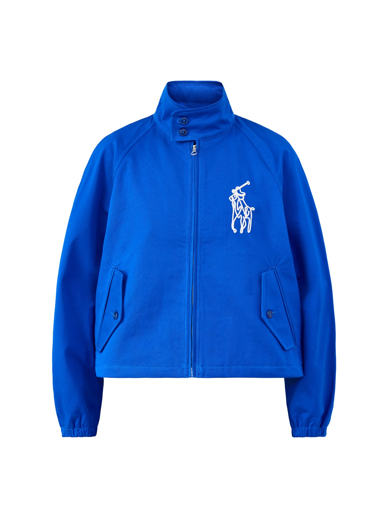 Short High Collar Windbreaker Blue