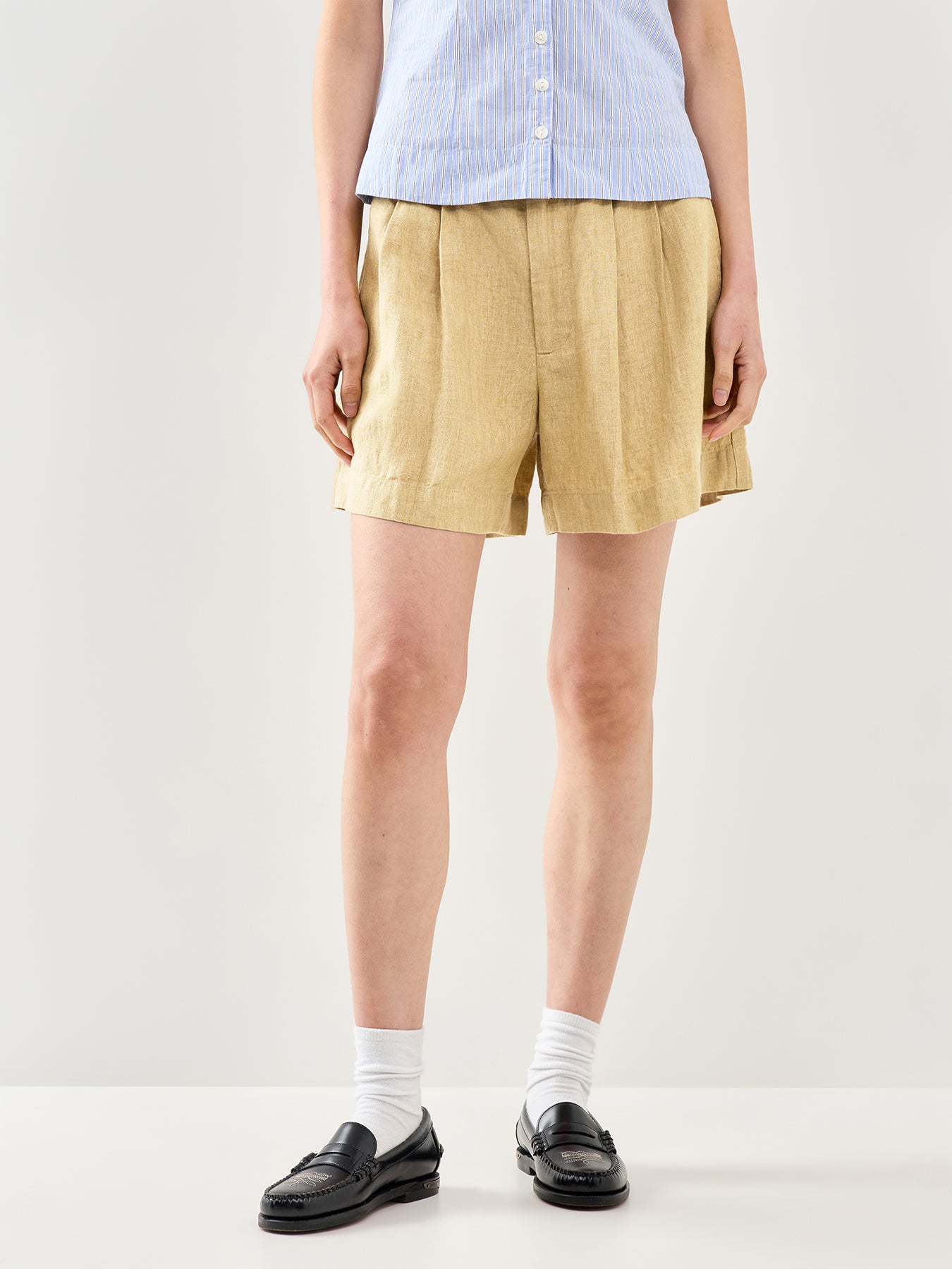 Pleated Linen Shorts