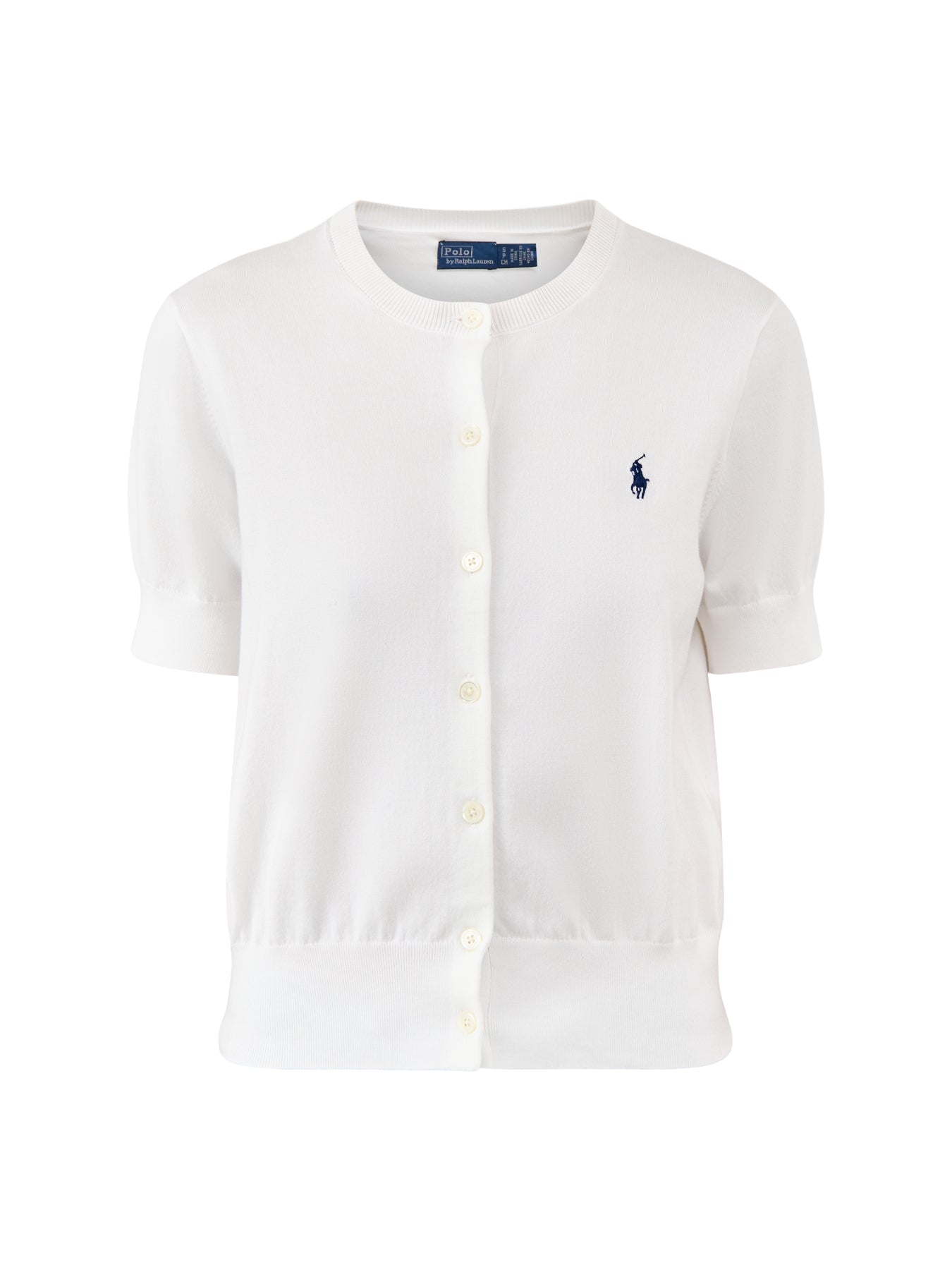Short Sleeve Knit Cardigan White