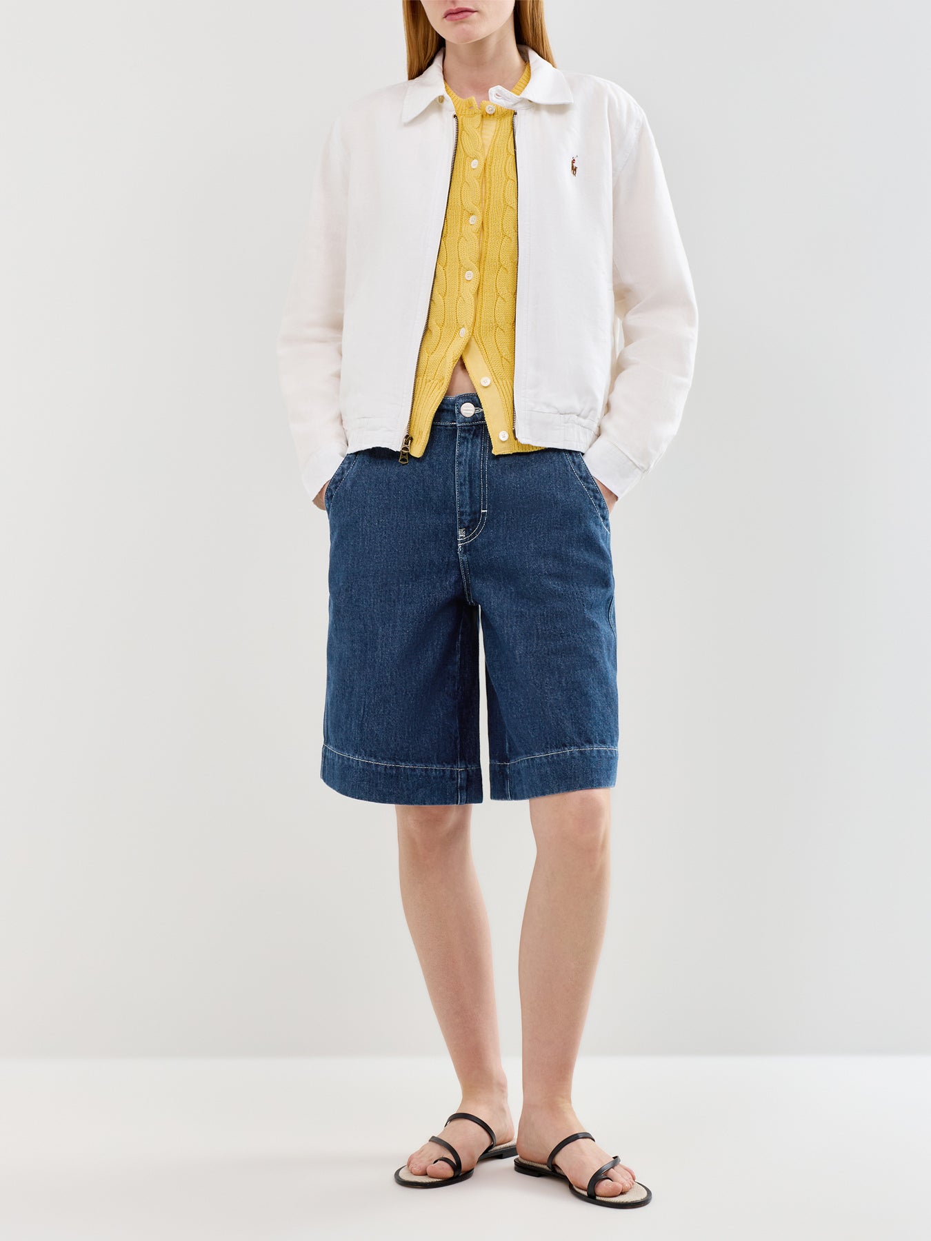 Cable Knit LS Cardigan Yellow