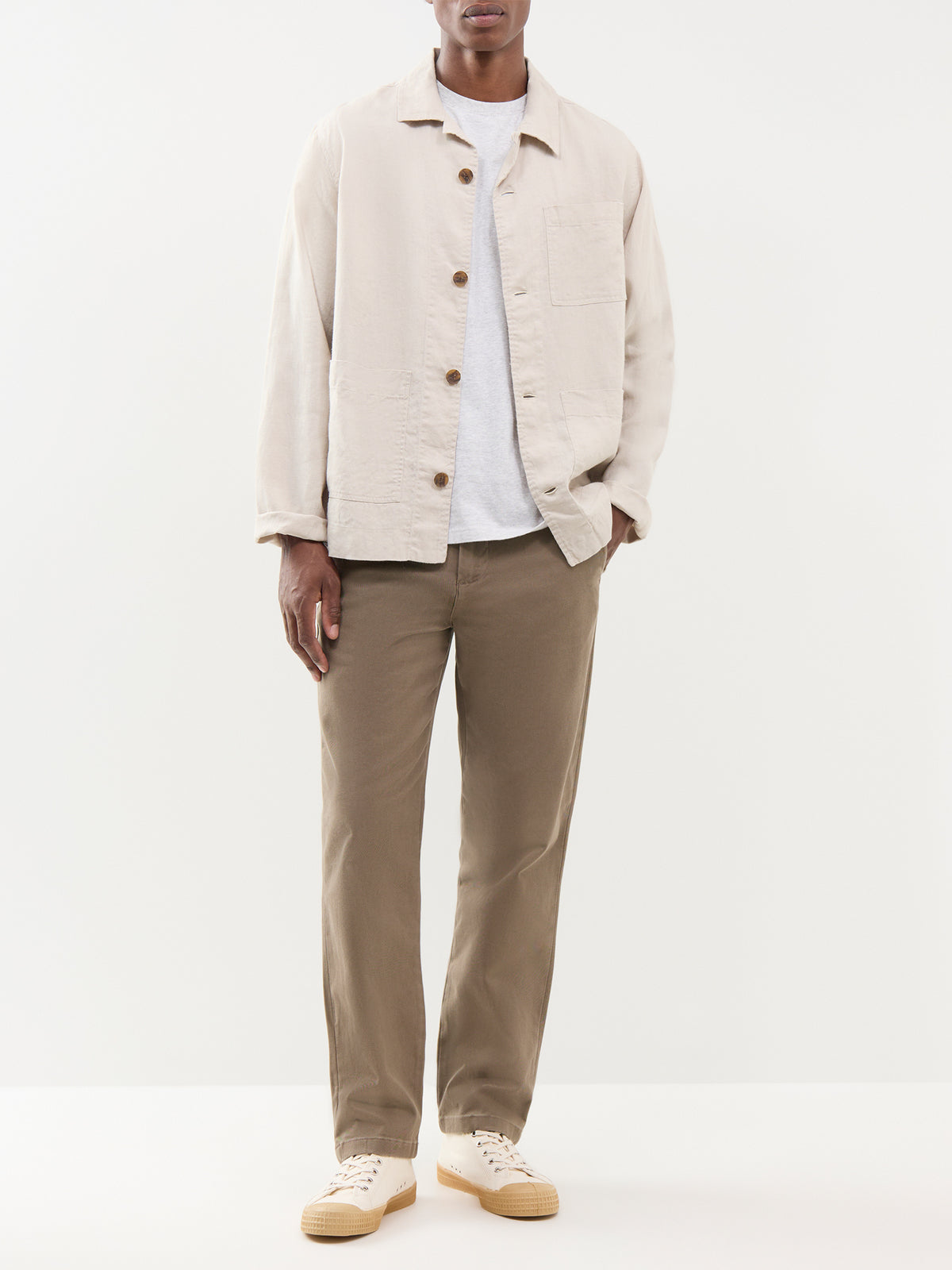 Straight Miles Twill Trousers Brown