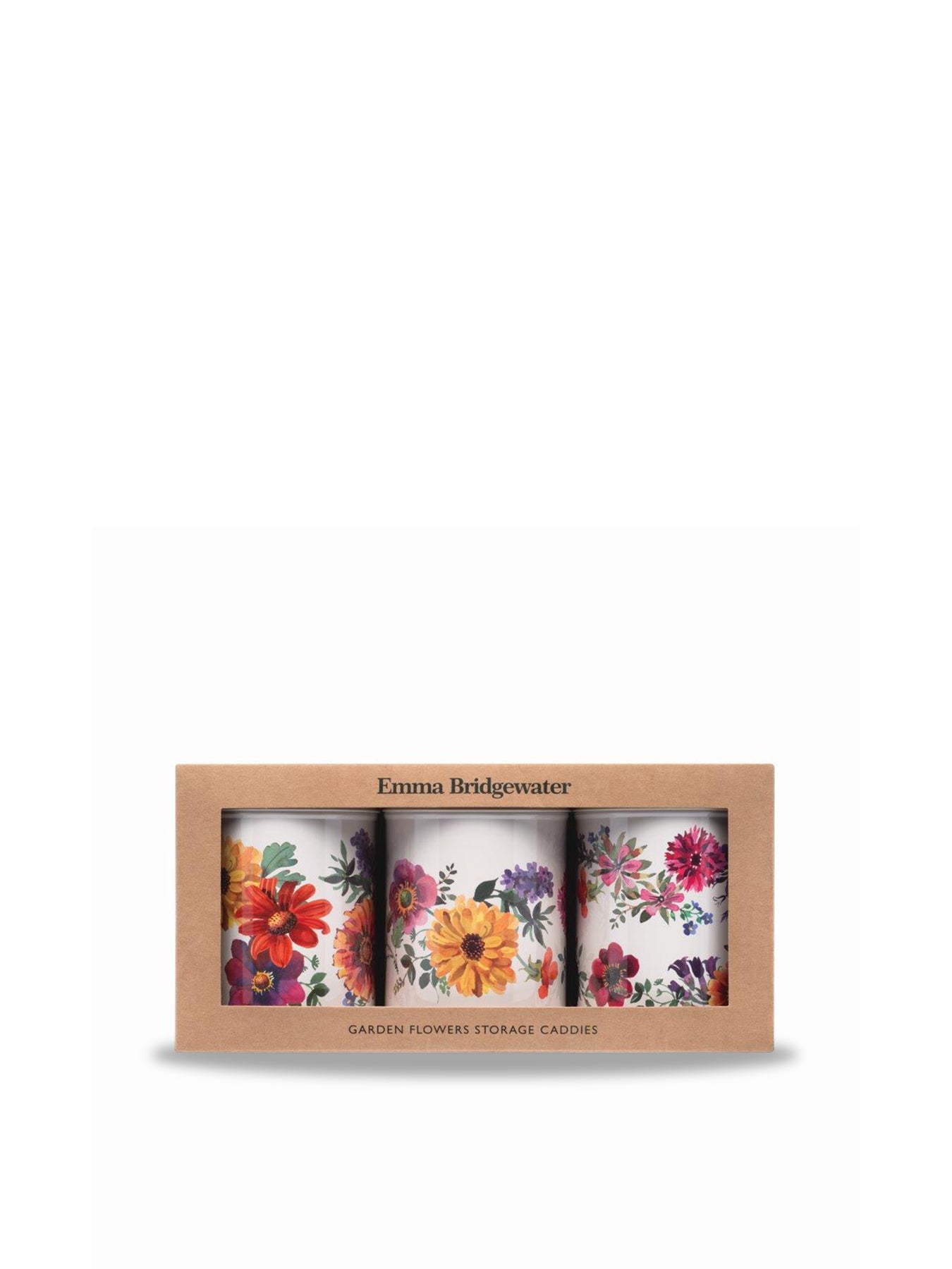 Garden Flowers Set of 3 Round Caddies