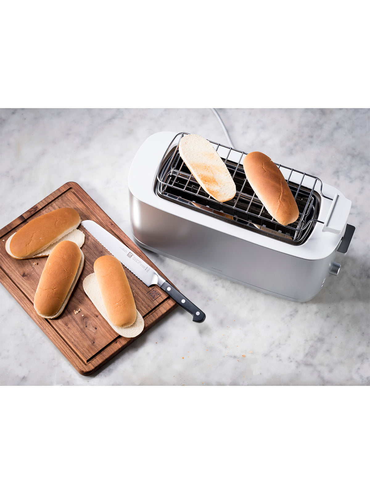 4 Slice Toaster with Bun Warmer Silver