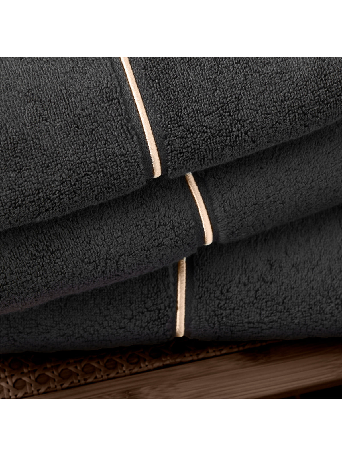Zero Twist Satin Stitch Cotton Hand Towel Black