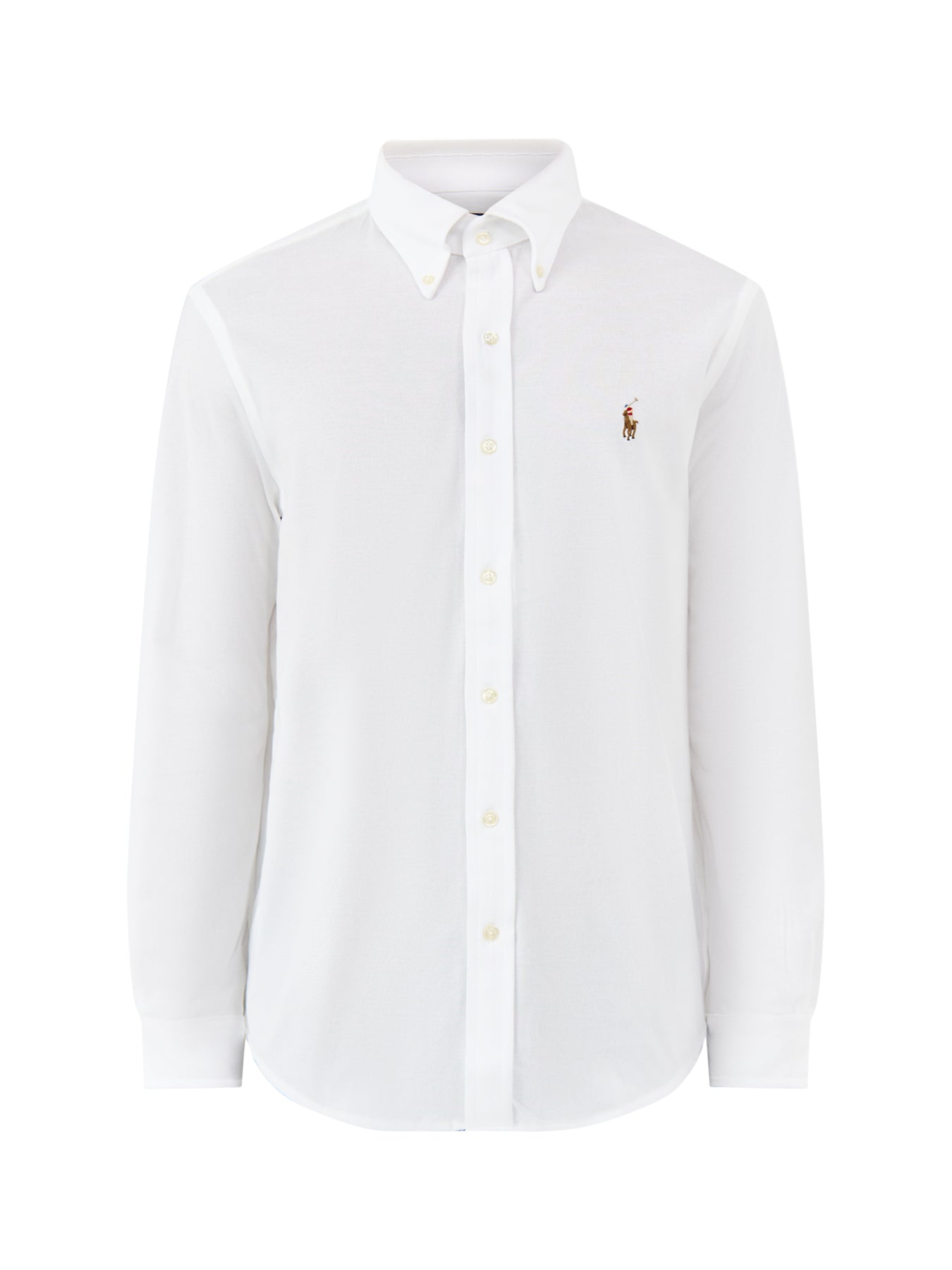 Pique Knit Long Sleeve Shirt White