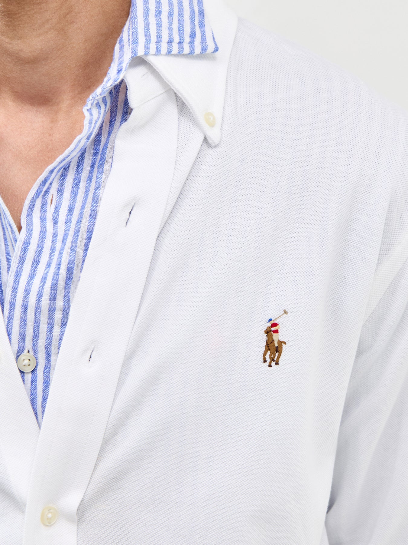 Pique Knit Long Sleeve Shirt White