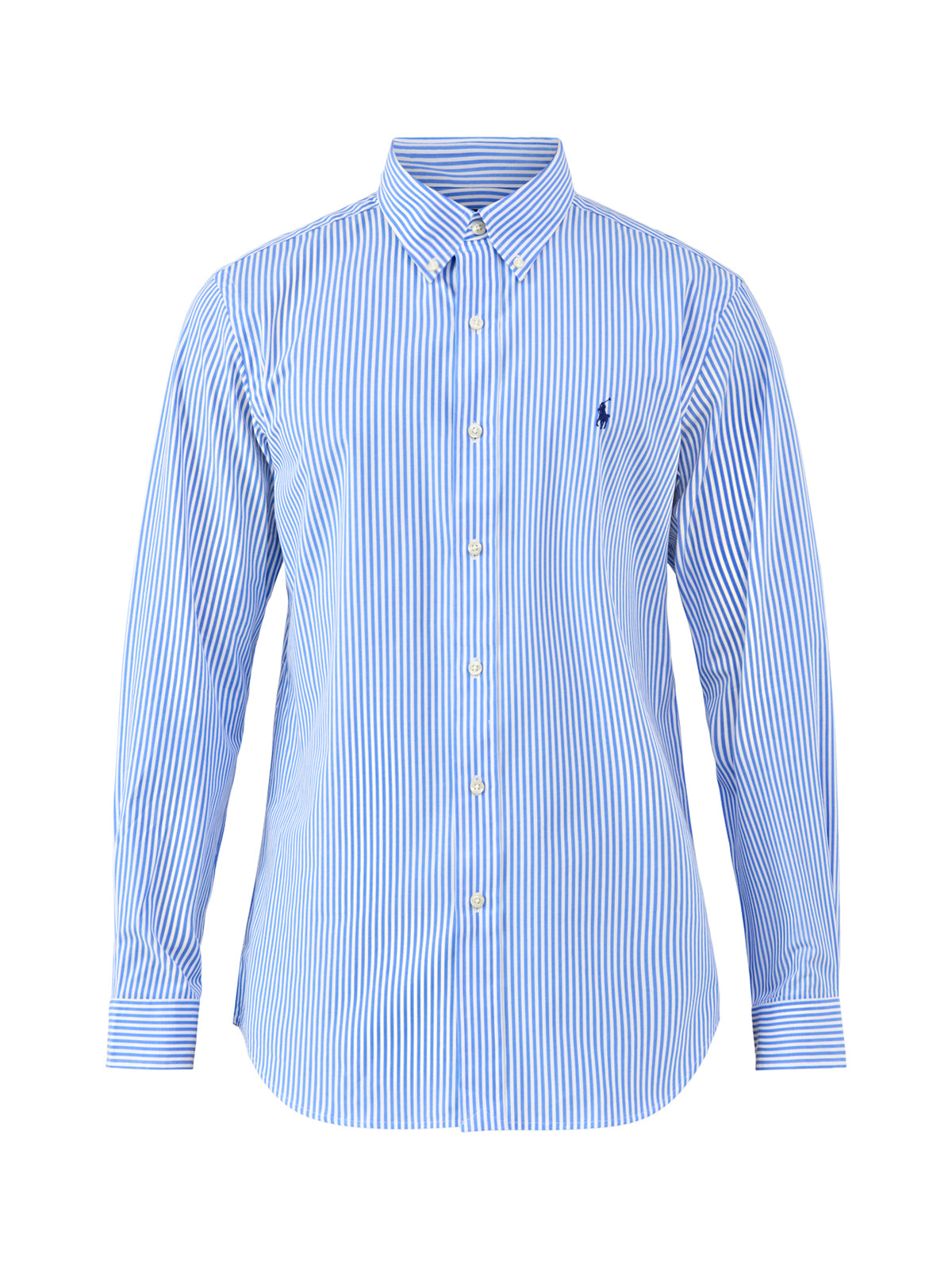Custom Fit Poplin Stretch Stripe Shirt Blue