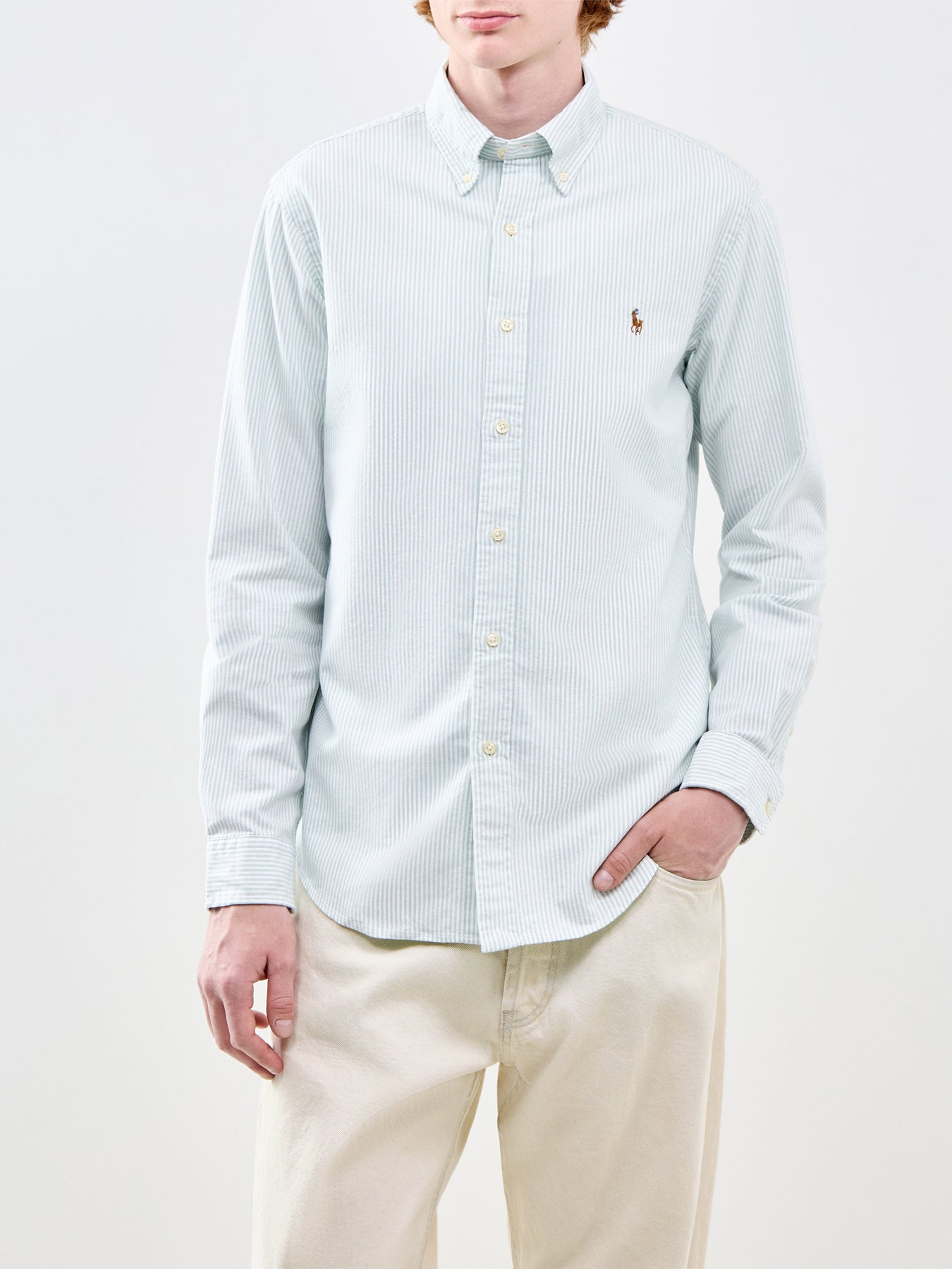 Custom Fit Oxford Stripe Shirt Green