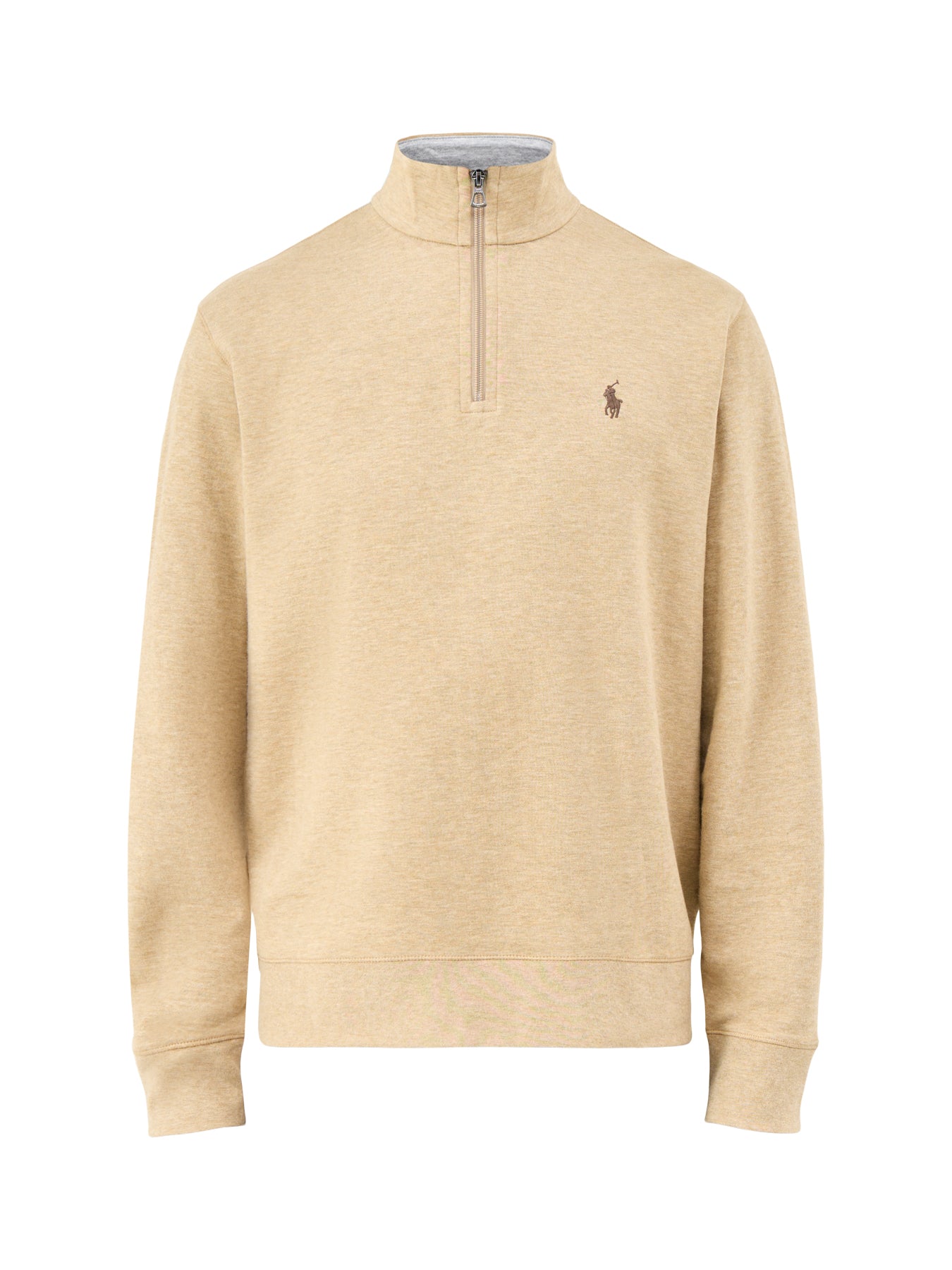 Double Knit Quarter Zip Sweatshirt Beige