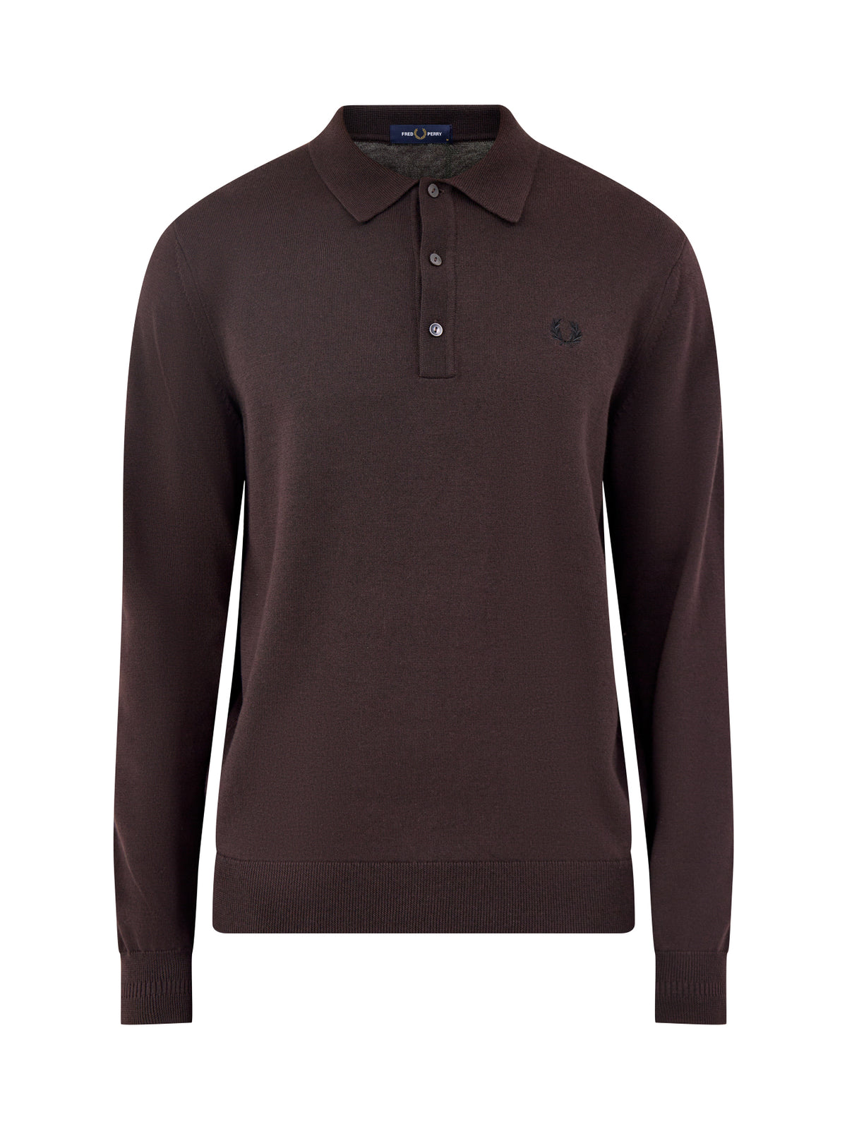 Classic Knitted Long Sleeve Polo Shirt Brown