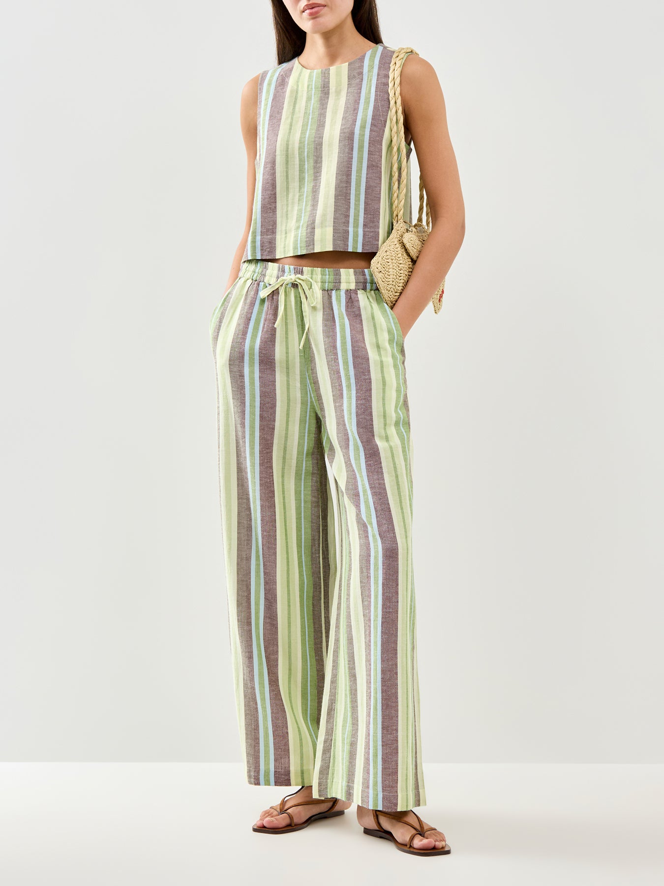 Stripe Shell Top Green