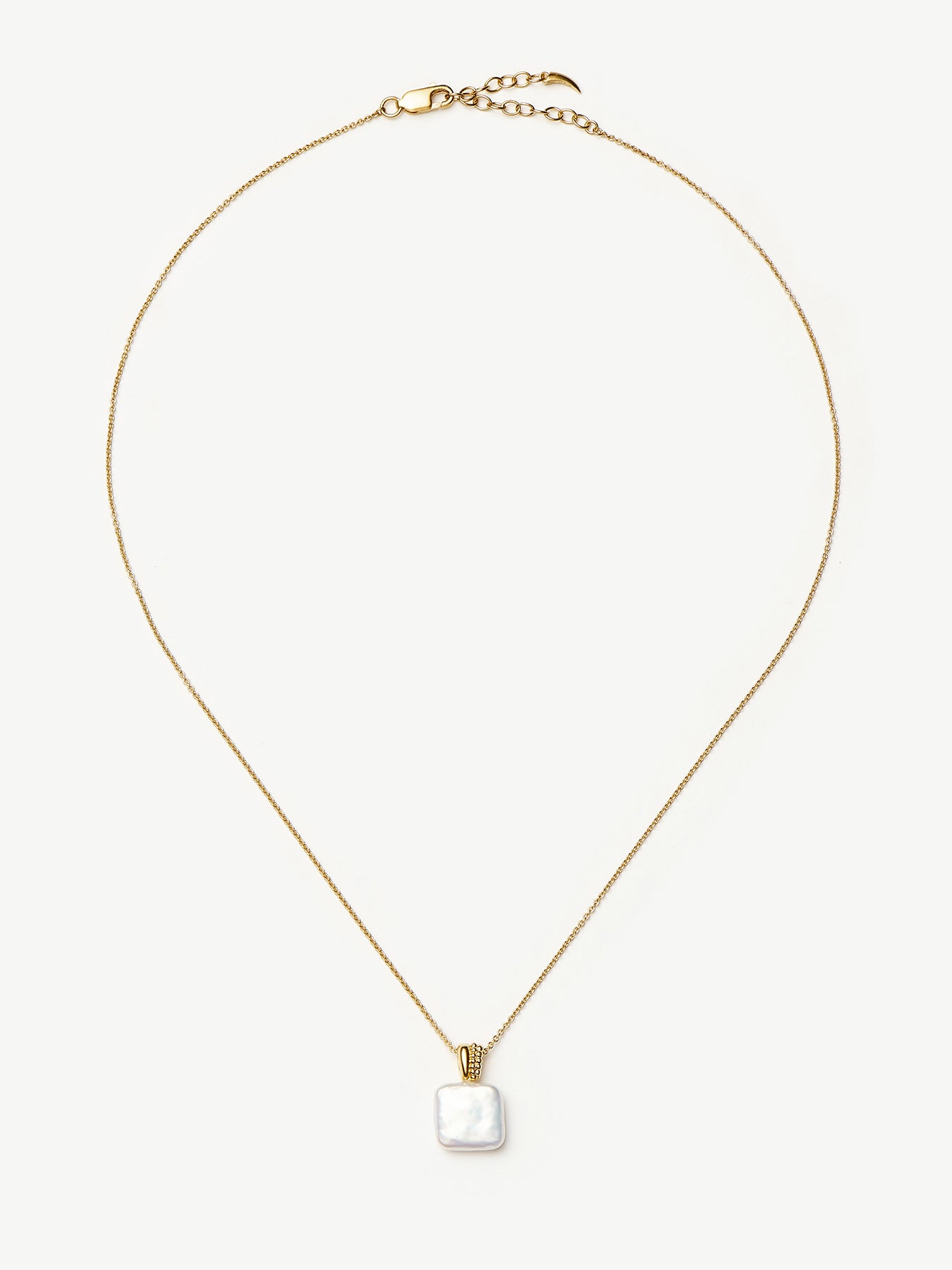 Square Pearl Pendant Necklace Gold