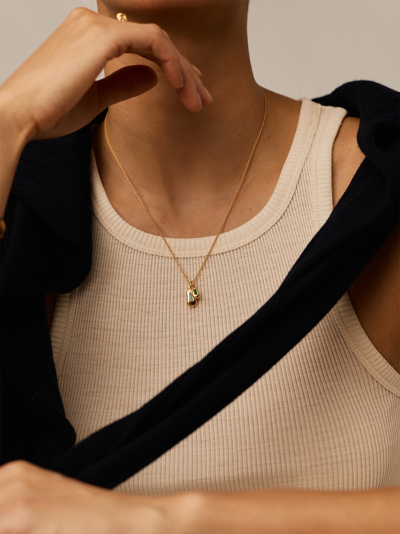 Molten Gemstone Pendant Necklace Gold