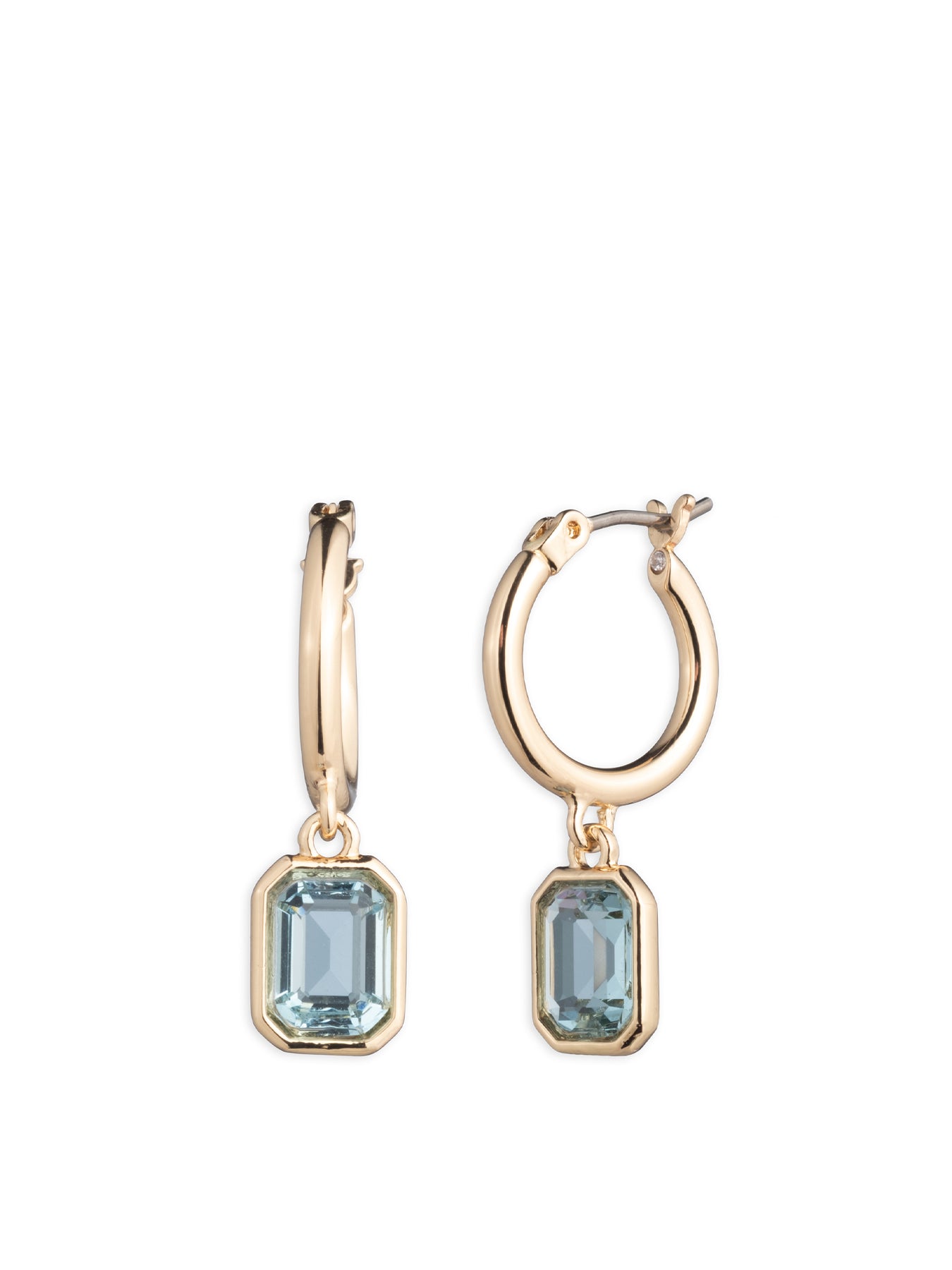 Pe 15Mm Stone Hoop W Drop Gld/Aqua
