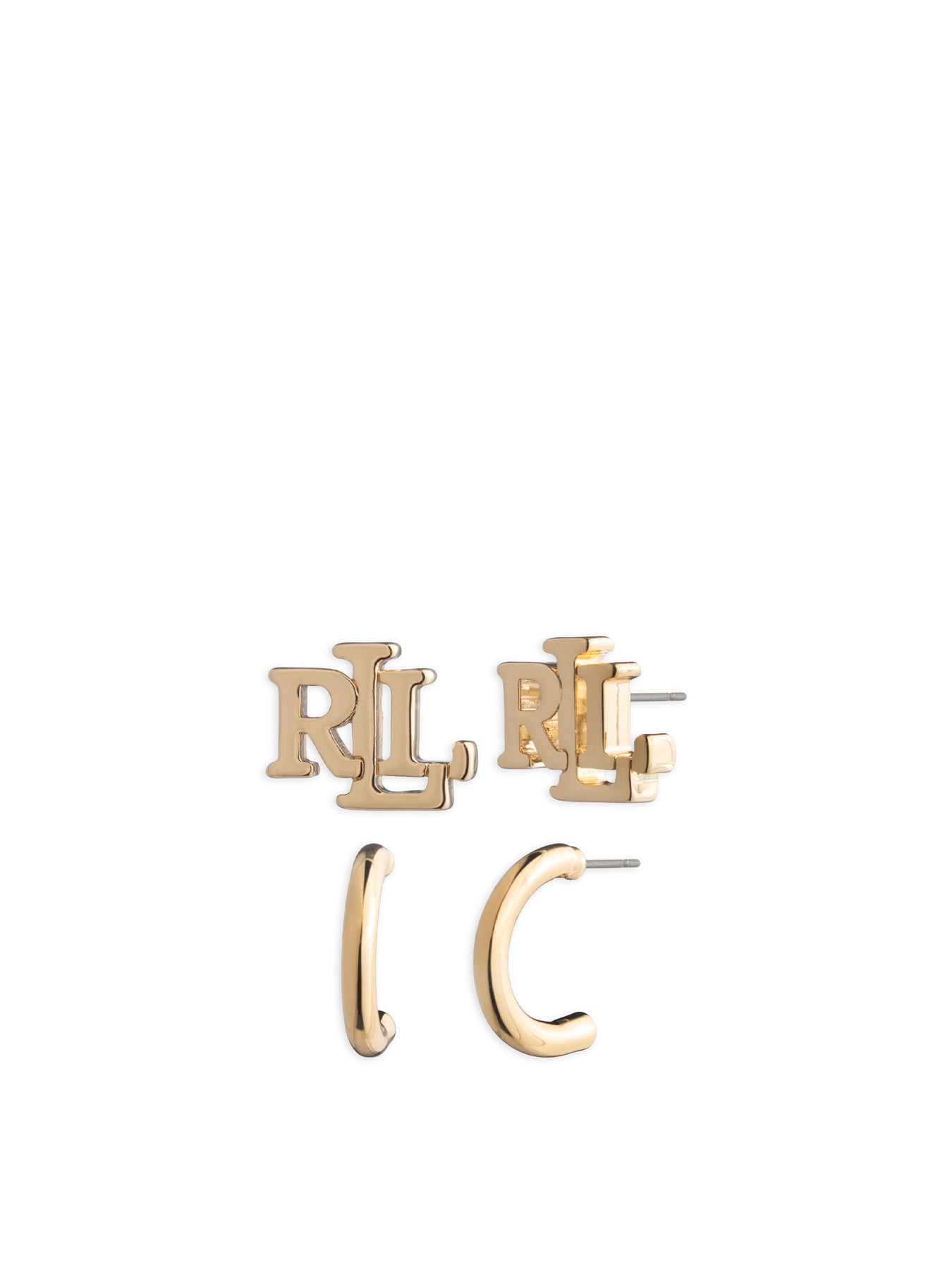 Logo Stud Earrings Gold