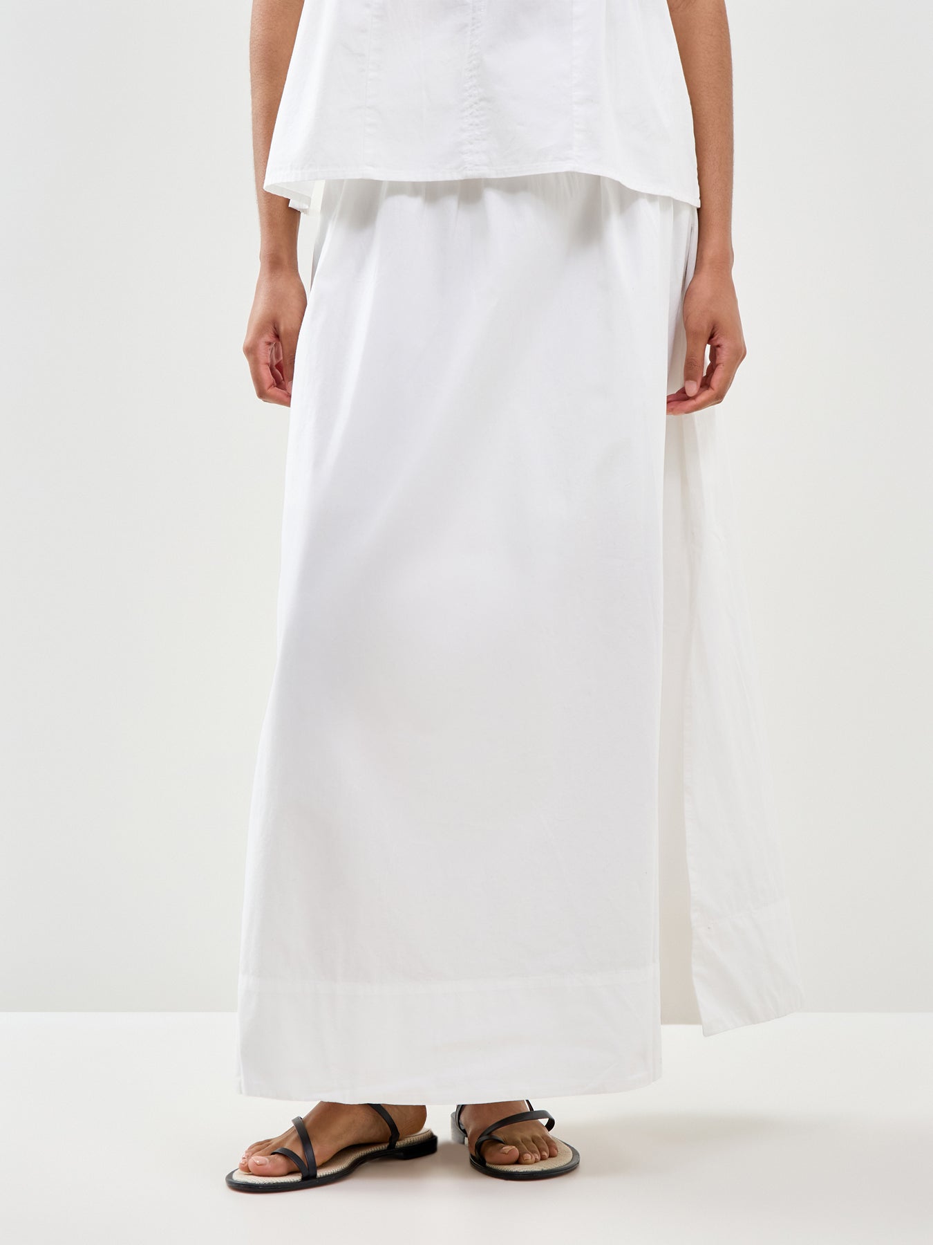 Blair High Waisted Ankle Slit Skirt White