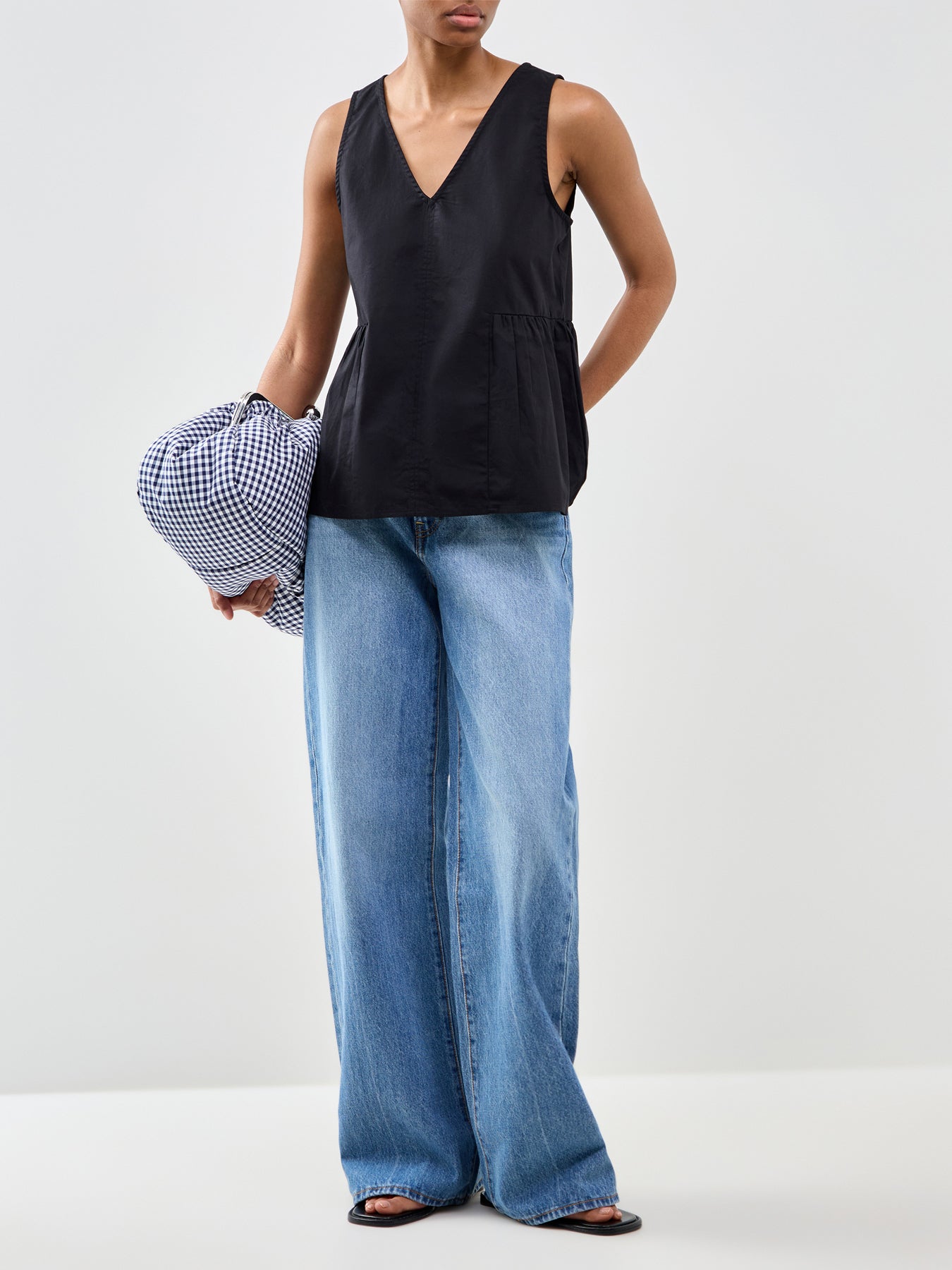 Blair Sleeveless Peplum Top Black