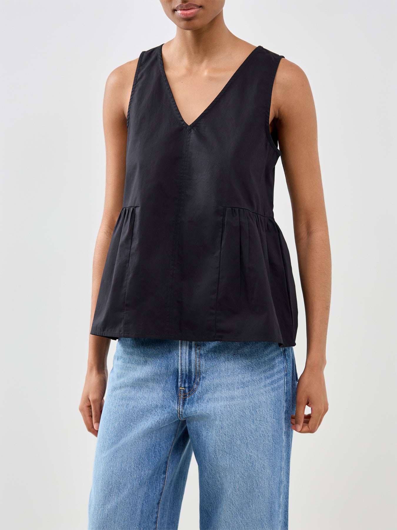 Blair Sleeveless Peplum Top Black