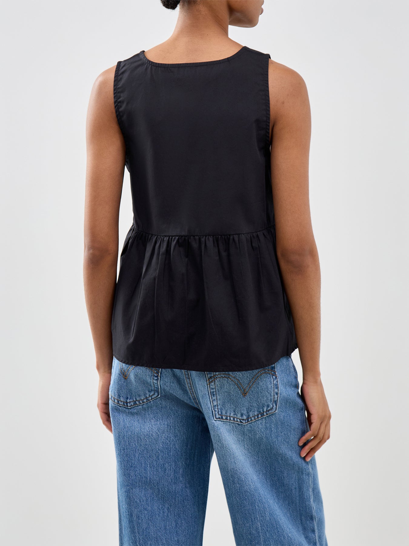 Blair Sleeveless Peplum Top Black