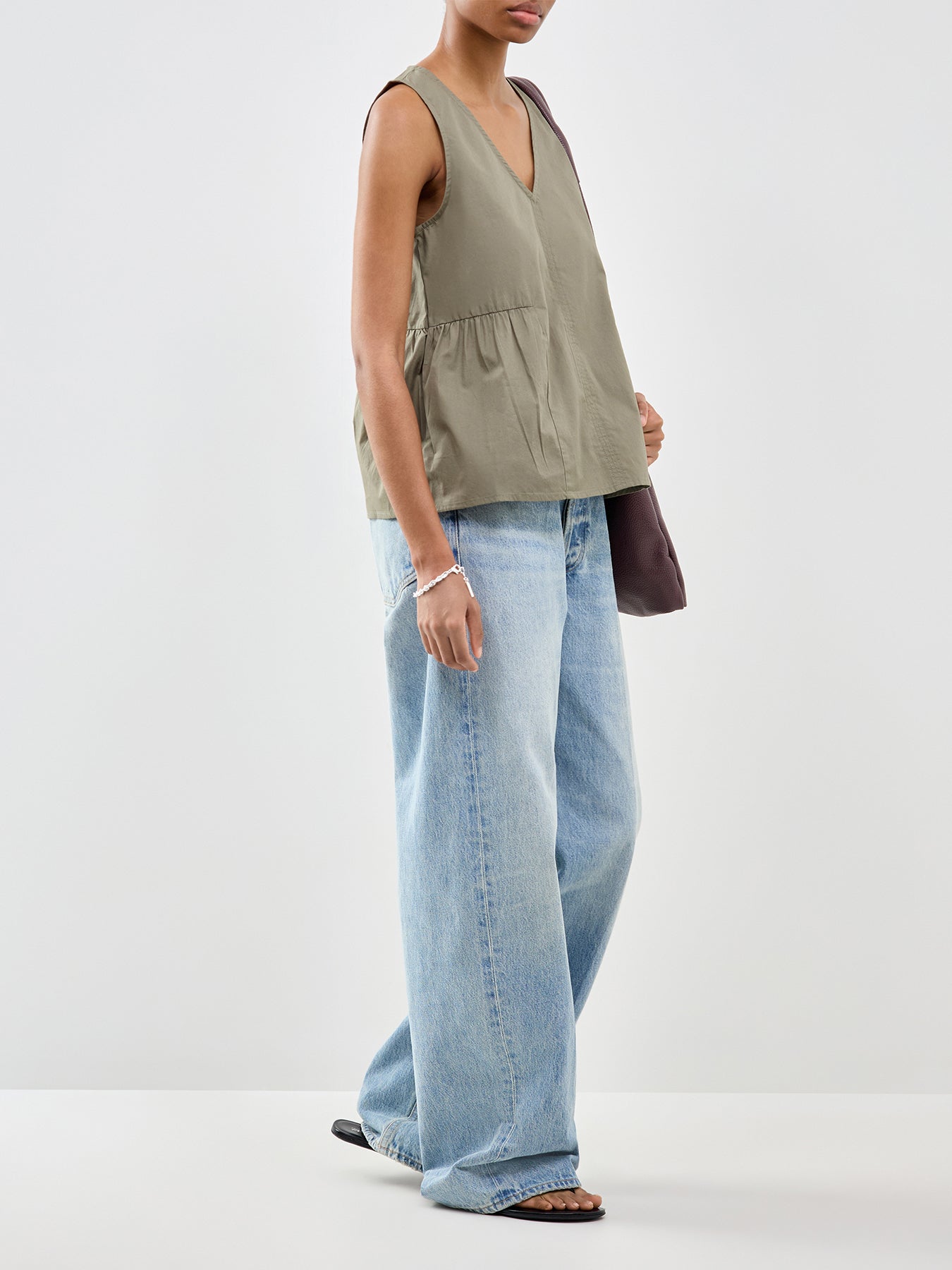 Blair Sleeveless Peplum Top Green