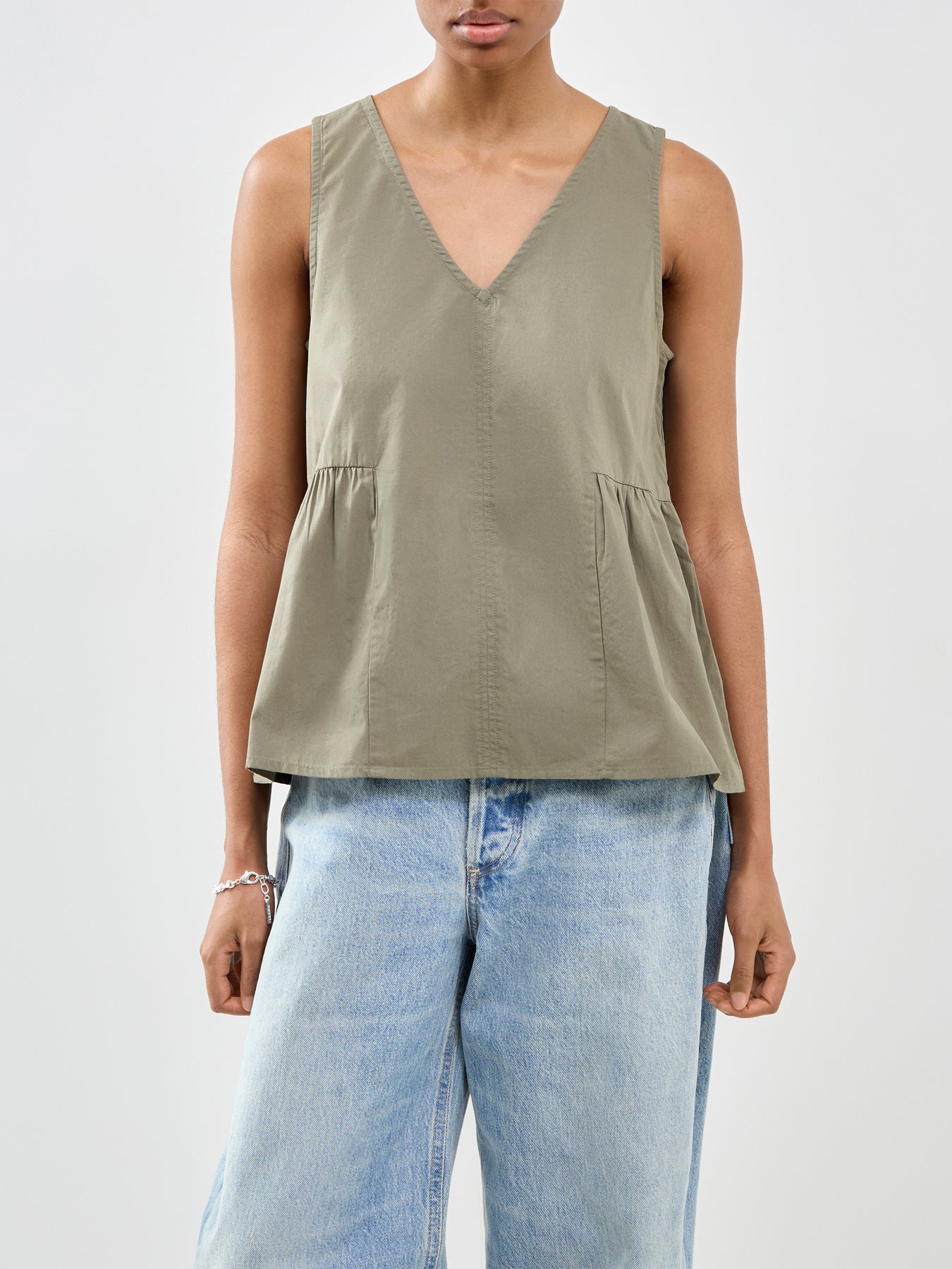 Blair Sleeveless Peplum Top Green