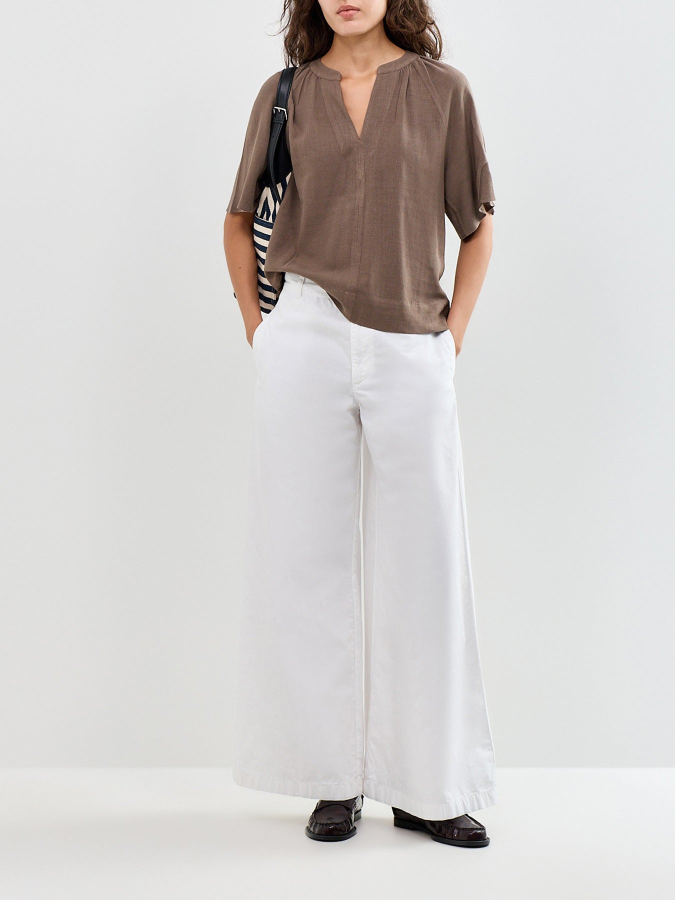 SLFVIVA 2/4 V-NECK LINEN BLEND TOP NOOS
