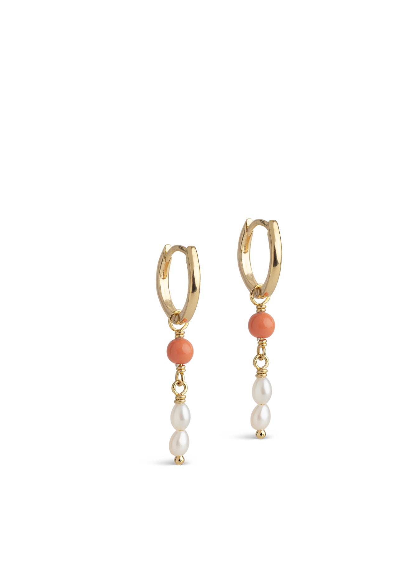 Liva Light Coral Hoop Earrings Gold