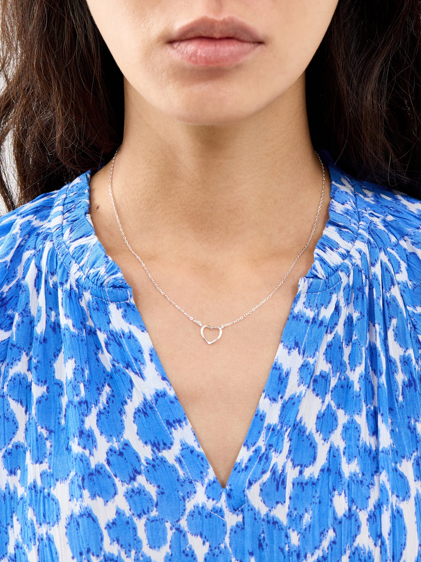 Organic Heart Pendant Necklace Silver