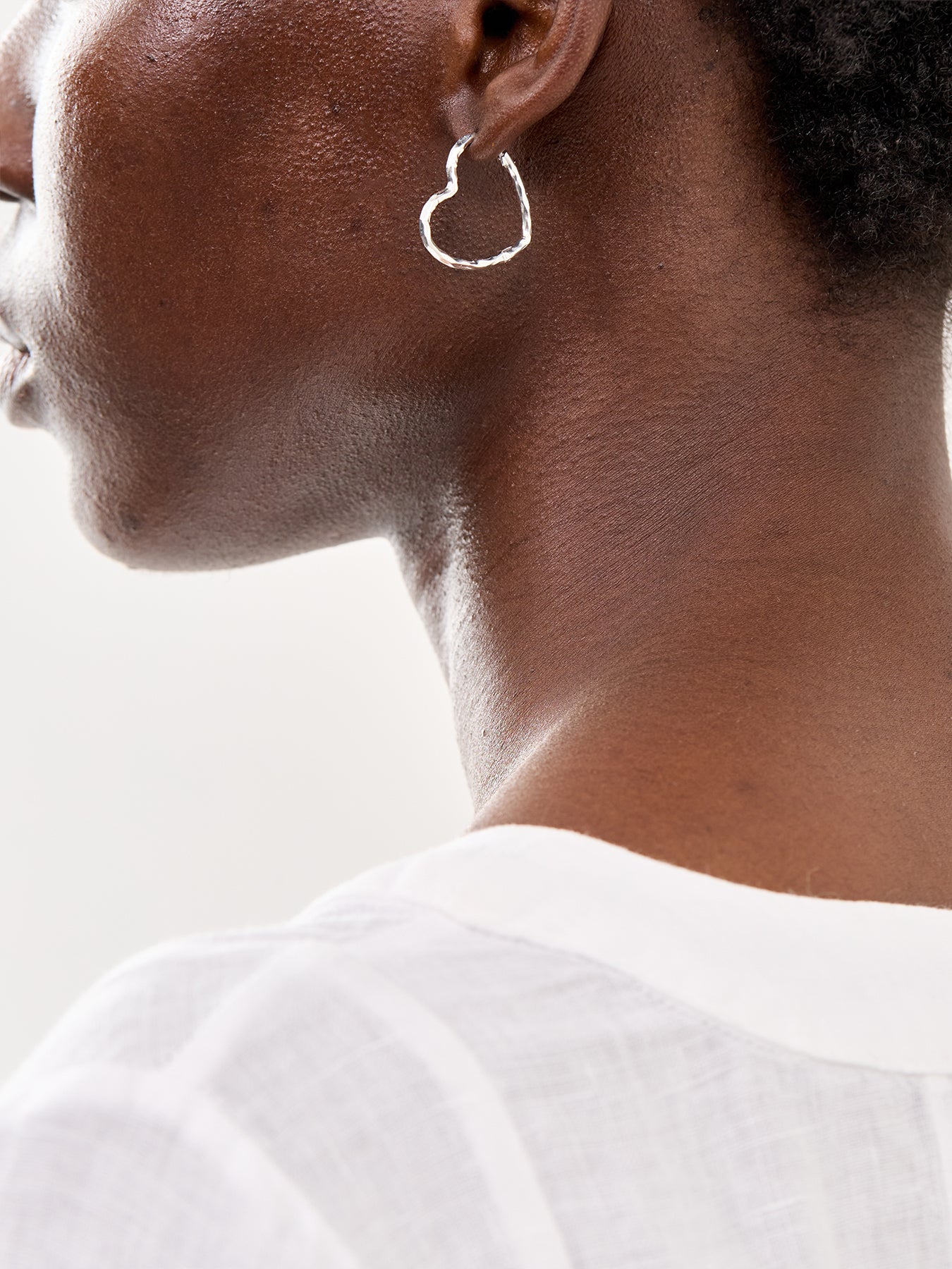 Organic Heart Hoop Earrings Silver