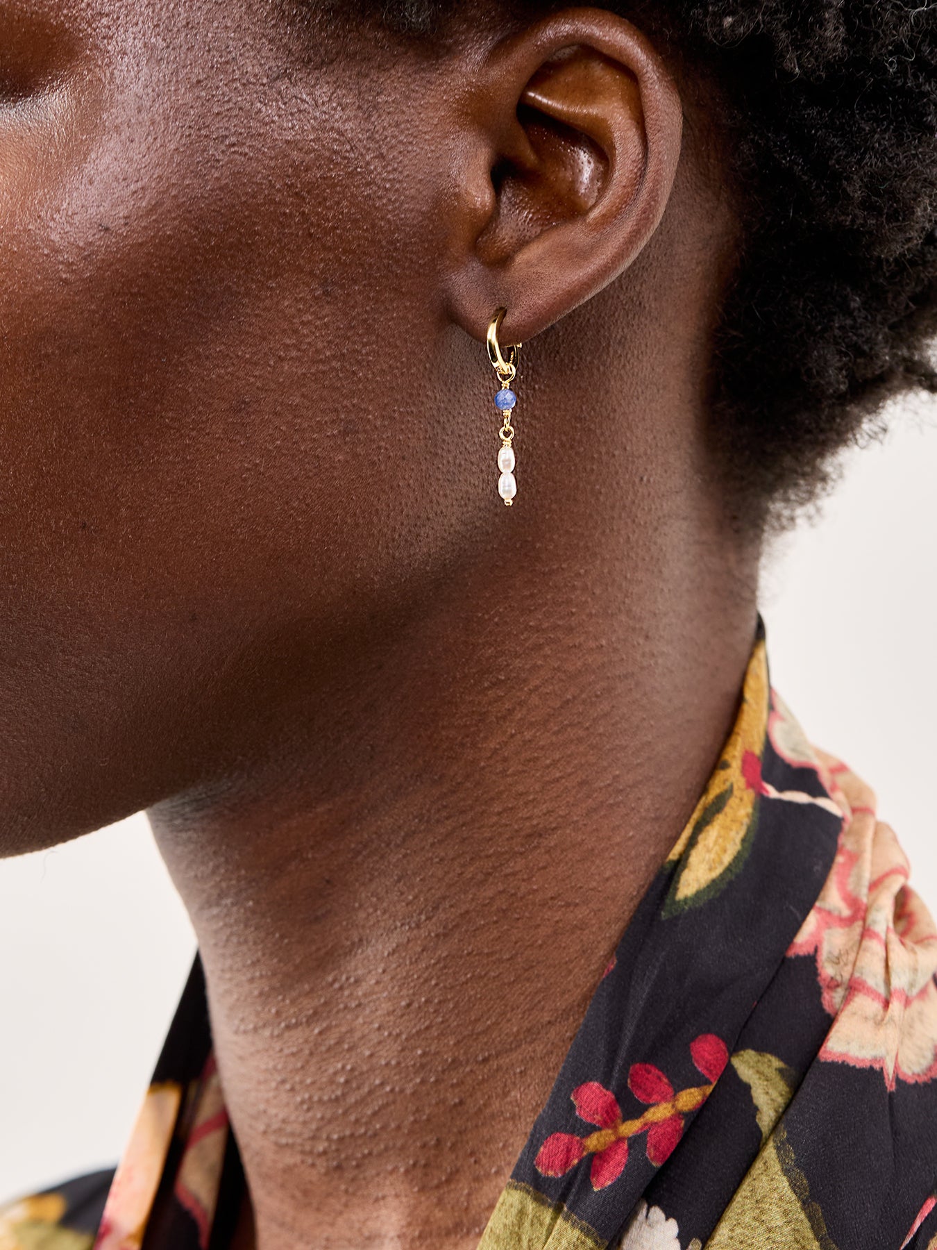 Liva Blue Quartz Hoop Earrings Gold