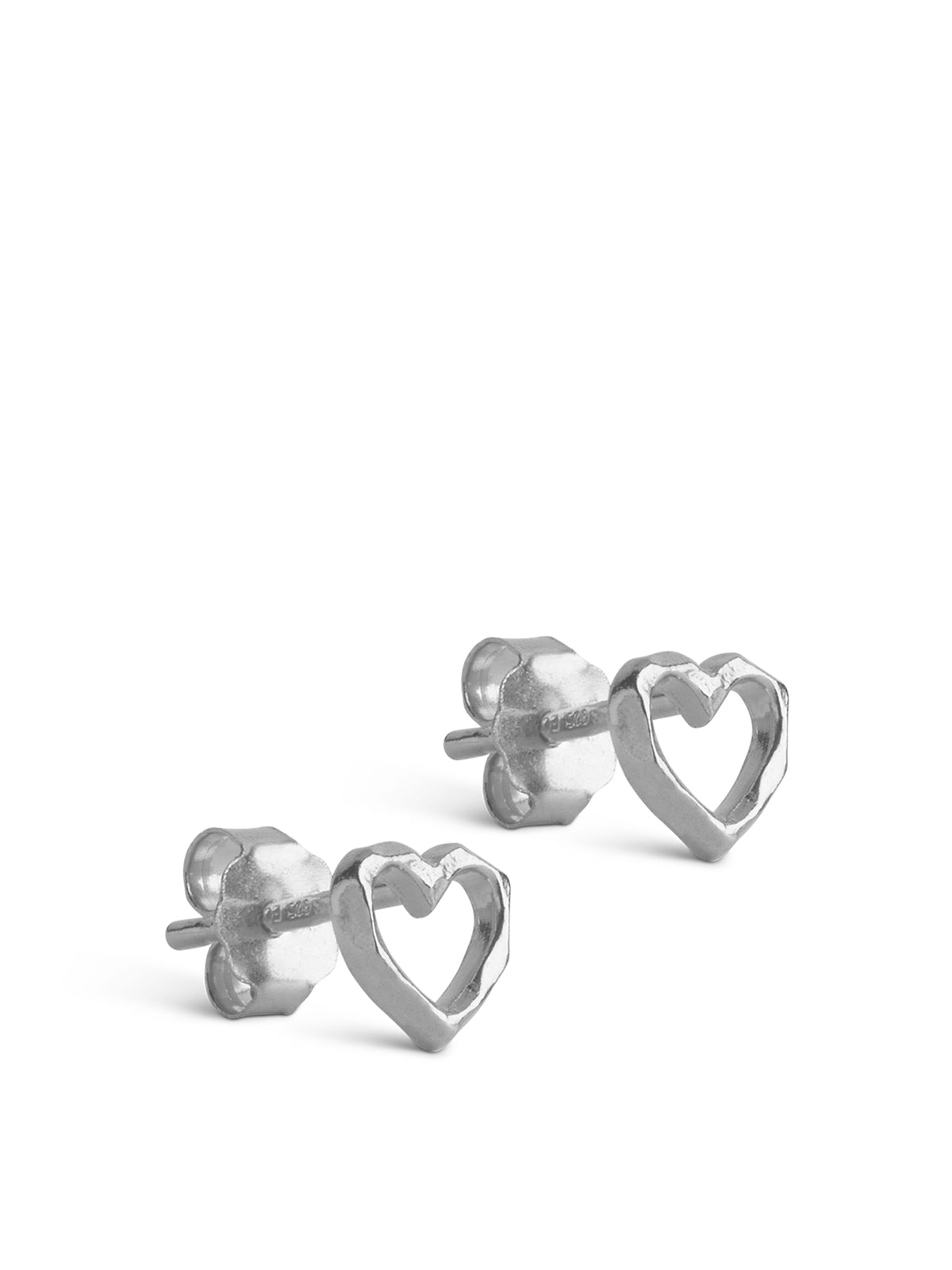 Organic Heart Recycled Sterling Silver Stud Earrings